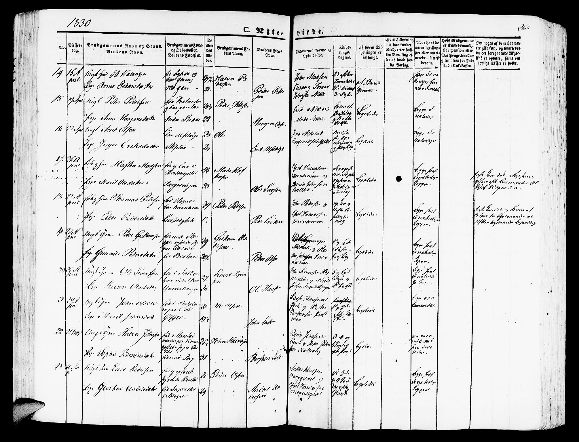 Ministerialprotokoller, klokkerbøker og fødselsregistre - Nord-Trøndelag, AV/SAT-A-1458/709/L0070: Parish register (official) no. 709A10, 1820-1832, p. 365