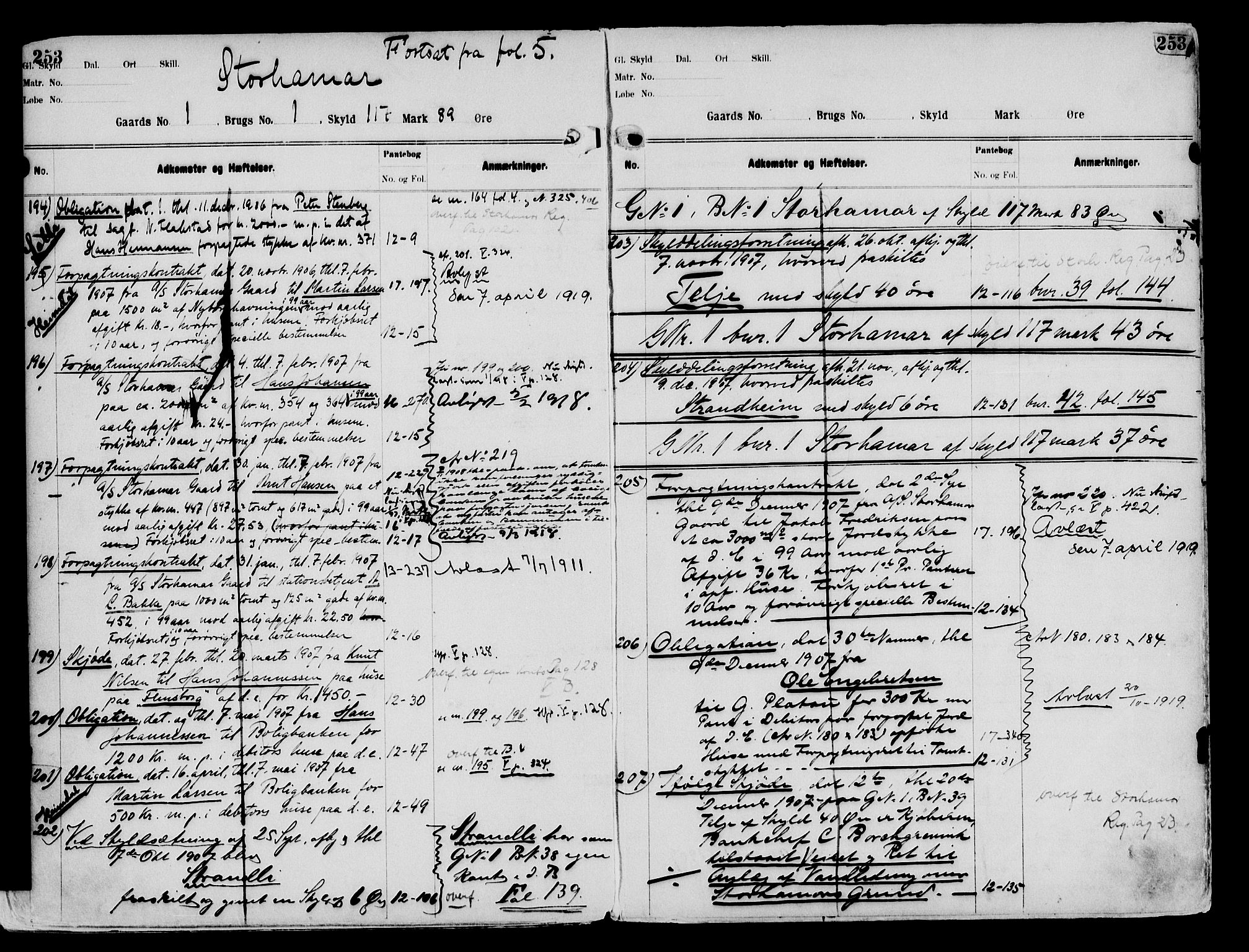 Nord-Hedmark sorenskriveri, SAH/TING-012/H/Ha/Had/Hade/L0003: Mortgage register no. 4.3, 1899-1940, p. 253