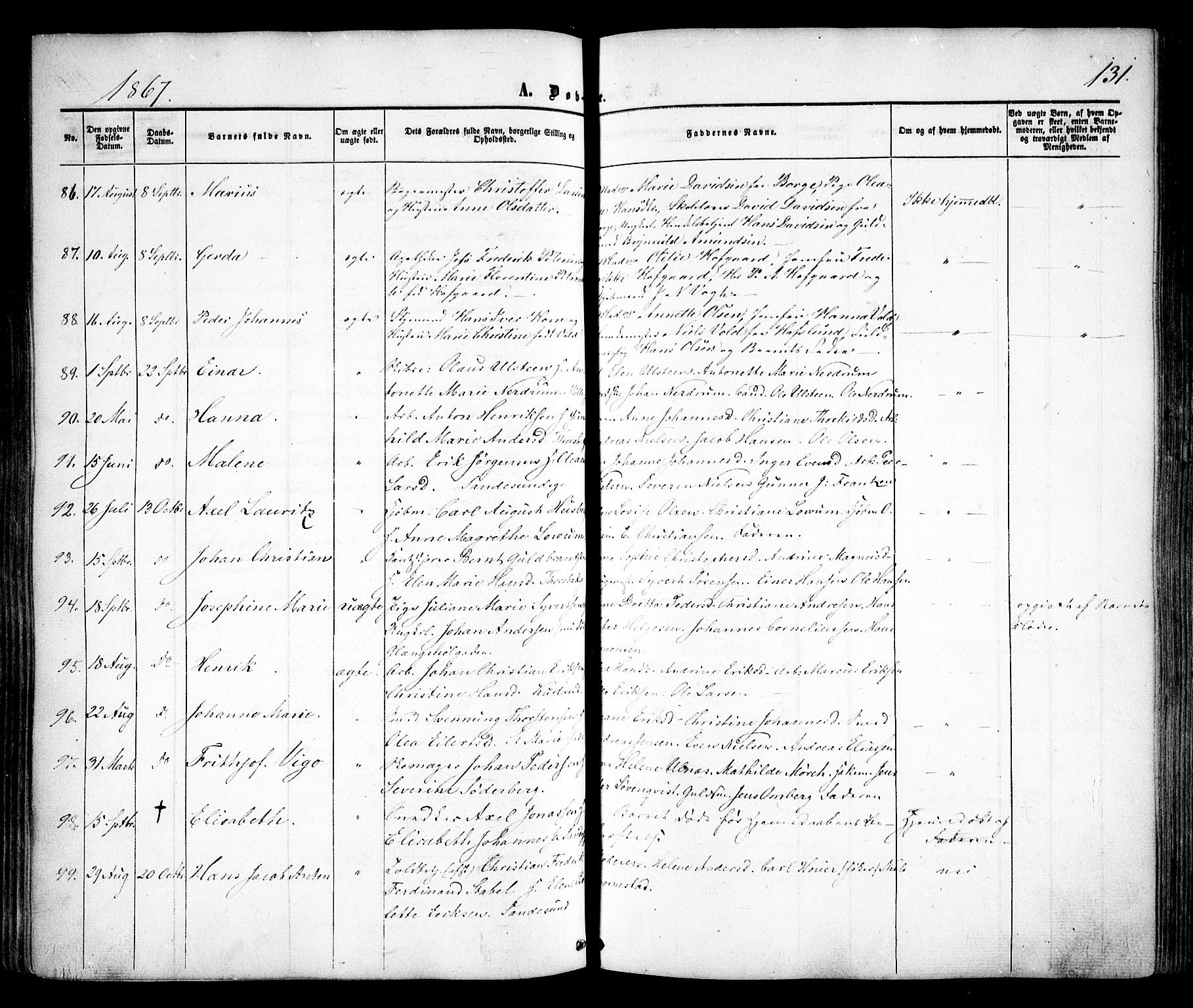 Sarpsborg prestekontor Kirkebøker, AV/SAO-A-2006/F/Fa/L0001: Parish register (official) no. 1, 1859-1868, p. 131