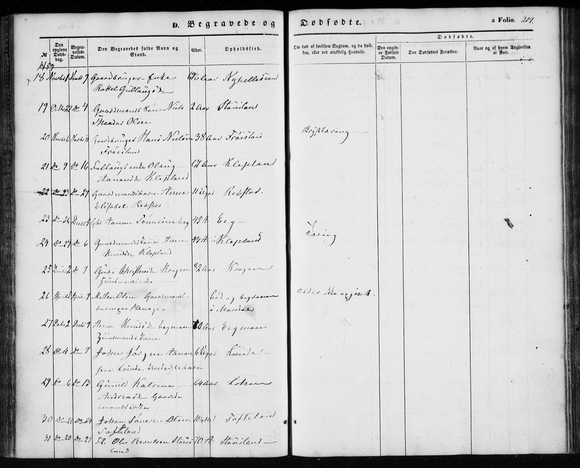 Søgne sokneprestkontor, SAK/1111-0037/F/Fa/Fab/L0010: Parish register (official) no. A 10, 1853-1869, p. 217