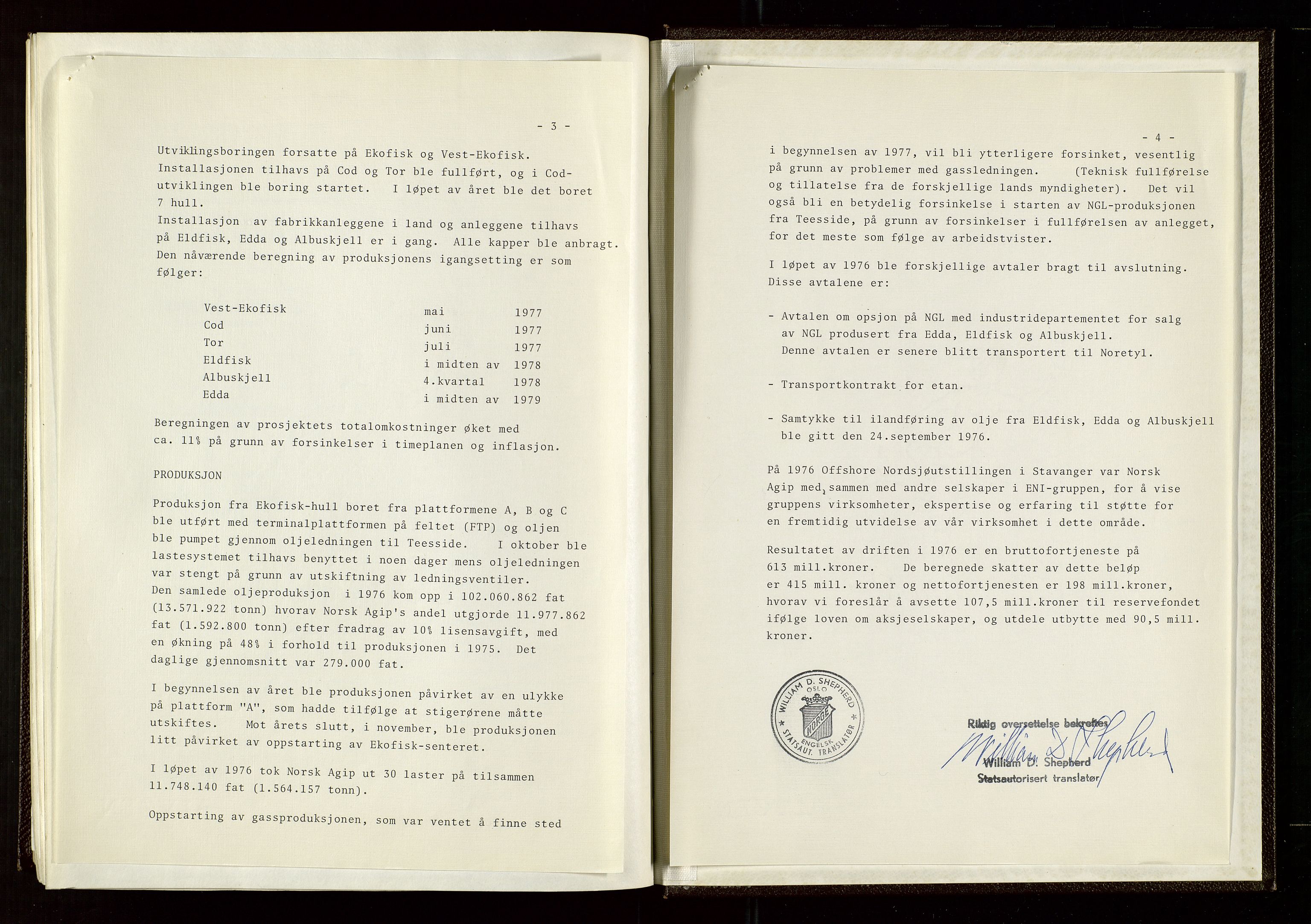Pa 1583 - Norsk Agip AS, SAST/A-102138/A/Aa/L0002: General assembly and Board of Directors meeting minutes, 1972-1979