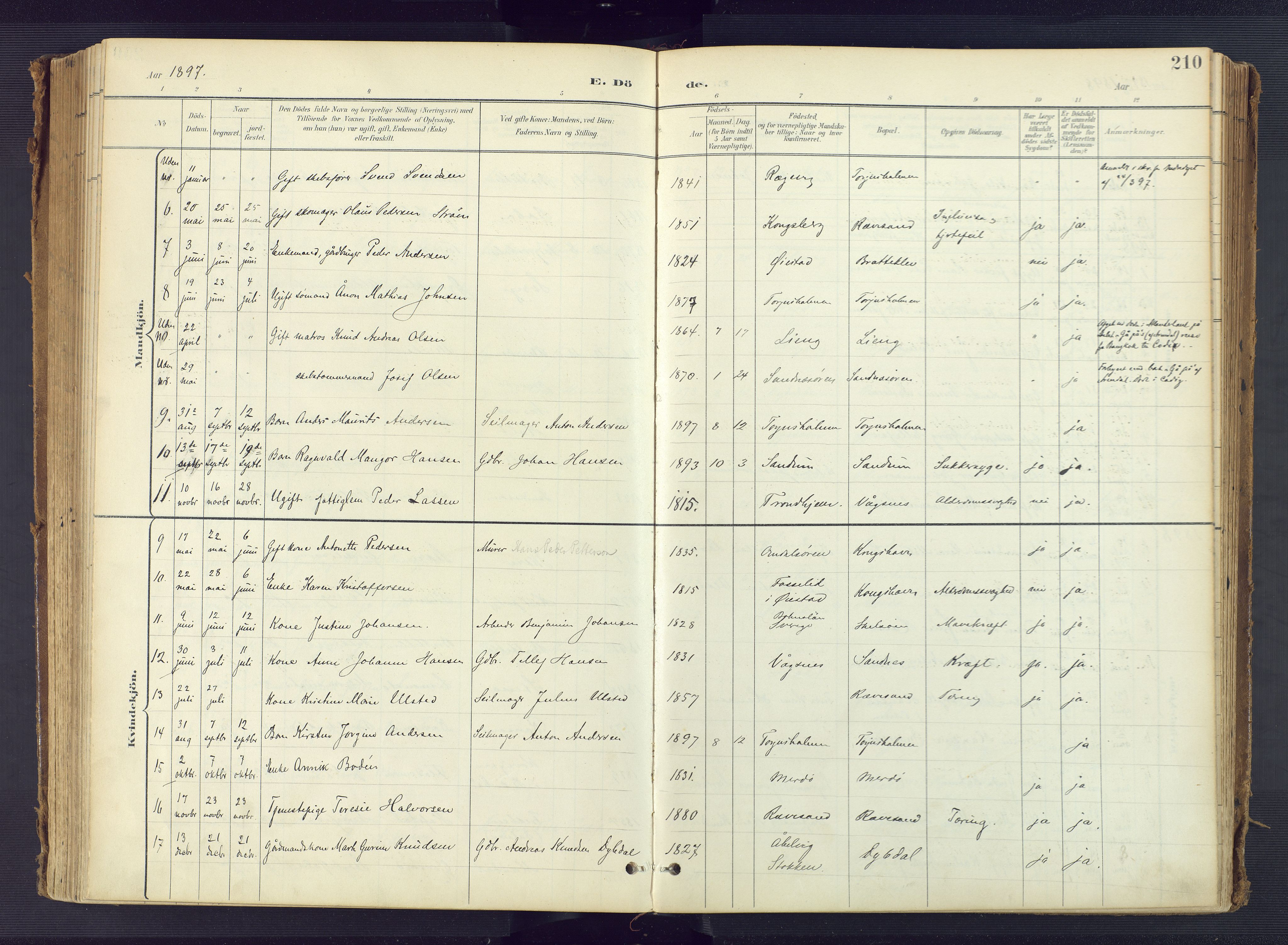 Tromøy sokneprestkontor, AV/SAK-1111-0041/F/Fa/L0010: Parish register (official) no. A 10, 1896-1912, p. 210