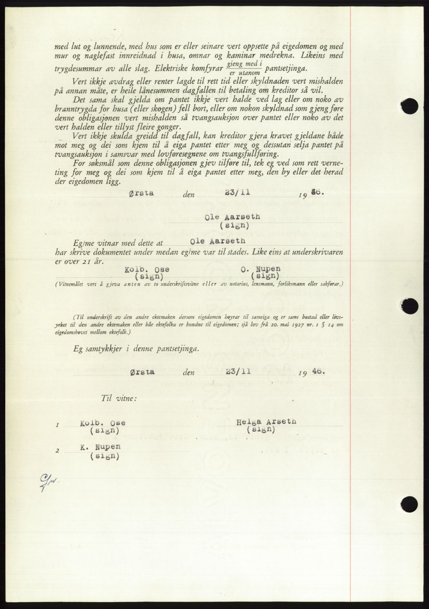 Søre Sunnmøre sorenskriveri, AV/SAT-A-4122/1/2/2C/L0114: Mortgage book no. 1-2B, 1943-1947, Diary no: : 1578/1946