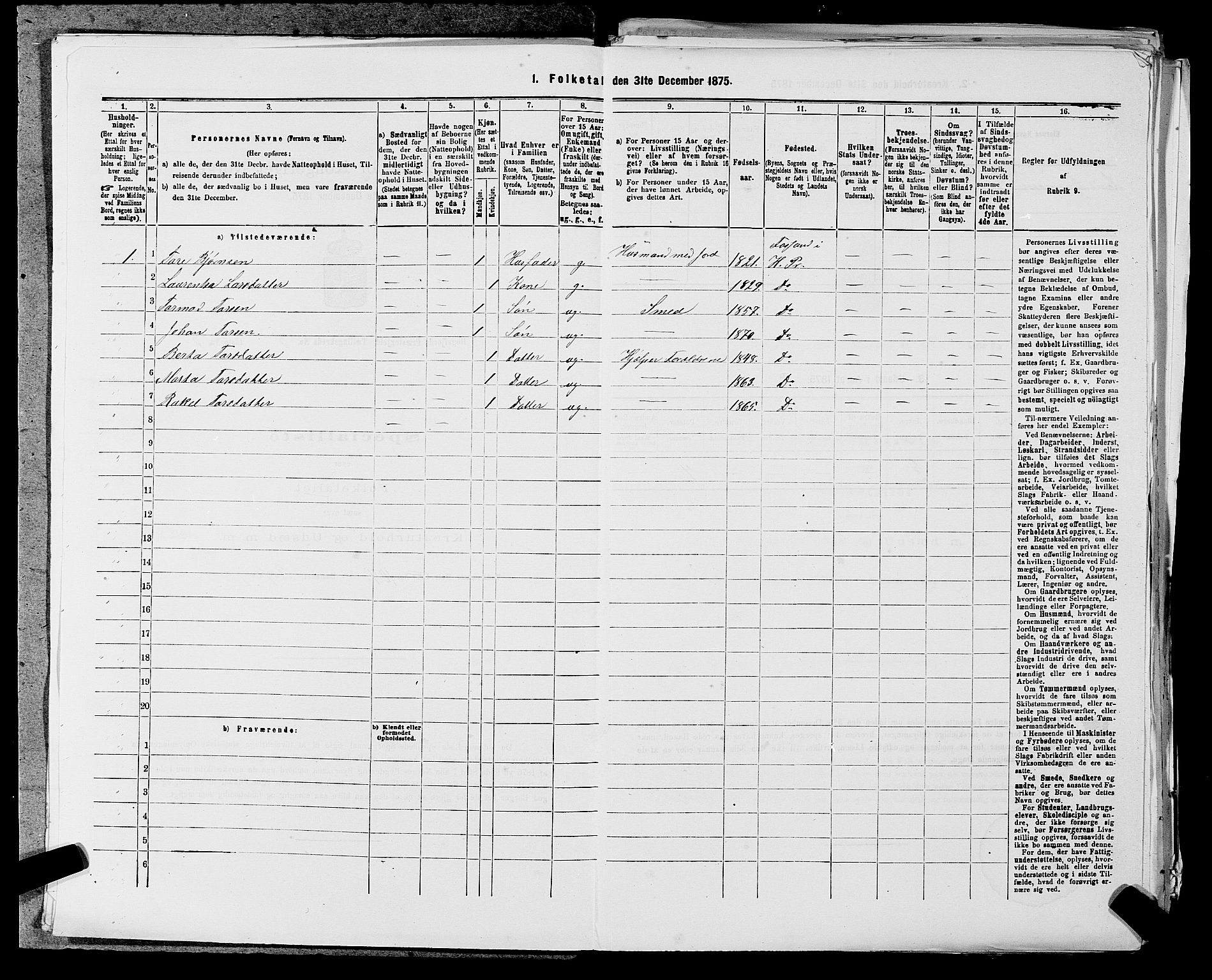 SAST, 1875 census for 1128P Høgsfjord, 1875, p. 430