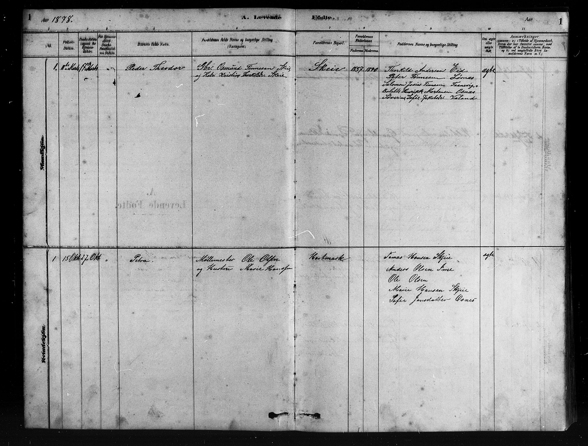 Mandal sokneprestkontor, SAK/1111-0030/F/Fb/Fbb/L0004: Parish register (copy) no. B 4, 1878-1913, p. 1