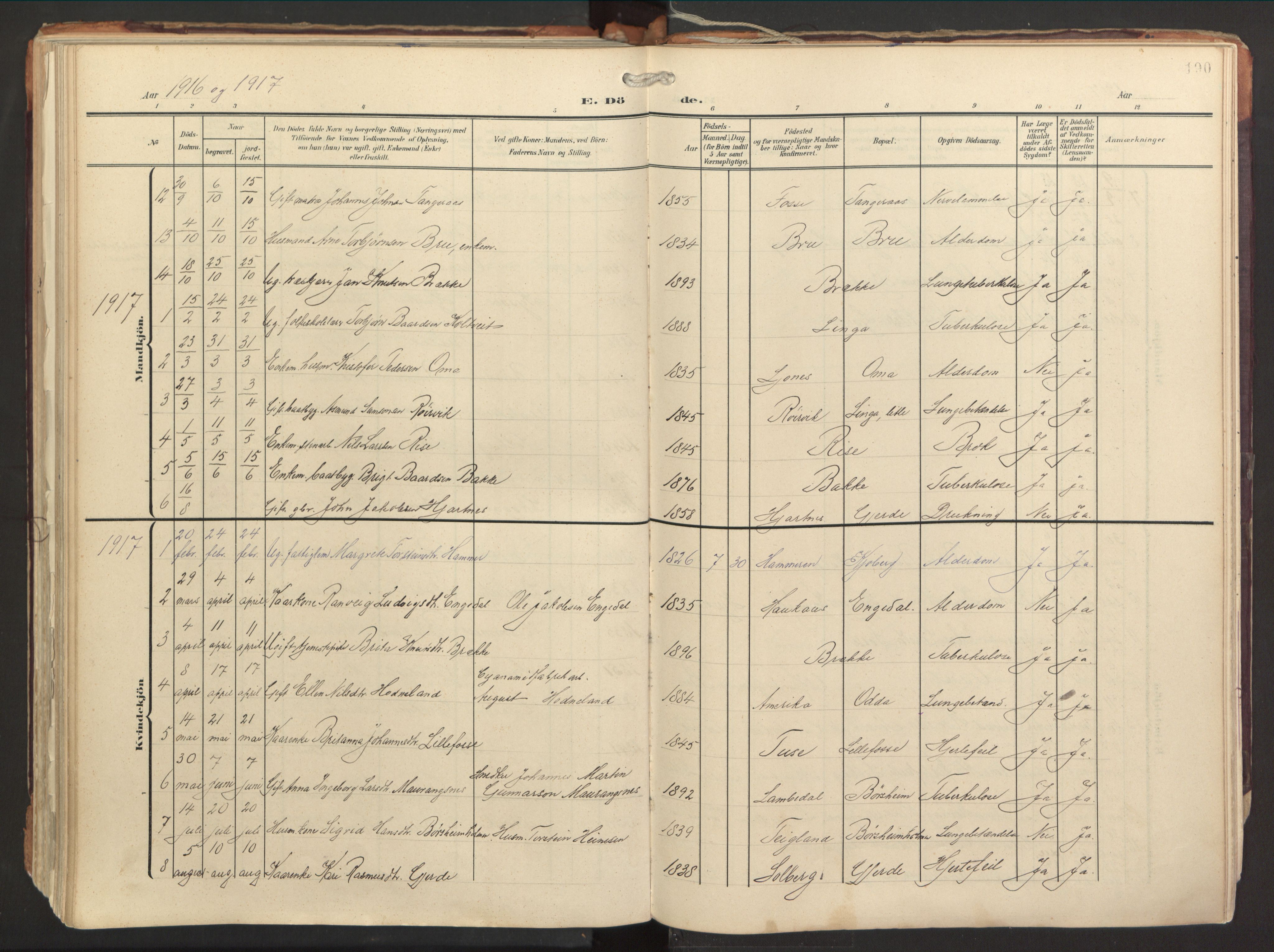 Strandebarm sokneprestembete, SAB/A-78401/H/Haa: Parish register (official) no. B 2, 1909-1941, p. 190