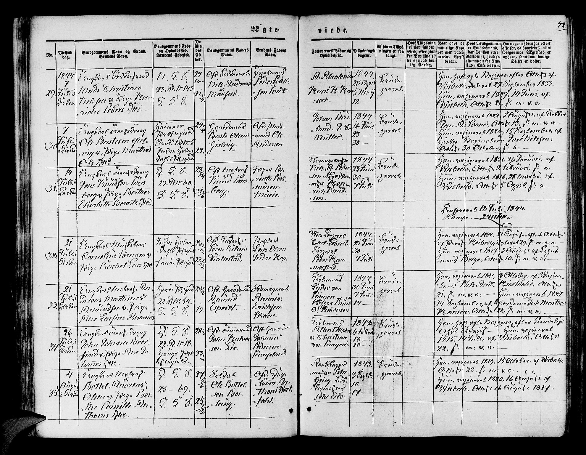 Korskirken sokneprestembete, AV/SAB-A-76101/H/Hab: Parish register (copy) no. D 1, 1840-1867, p. 42