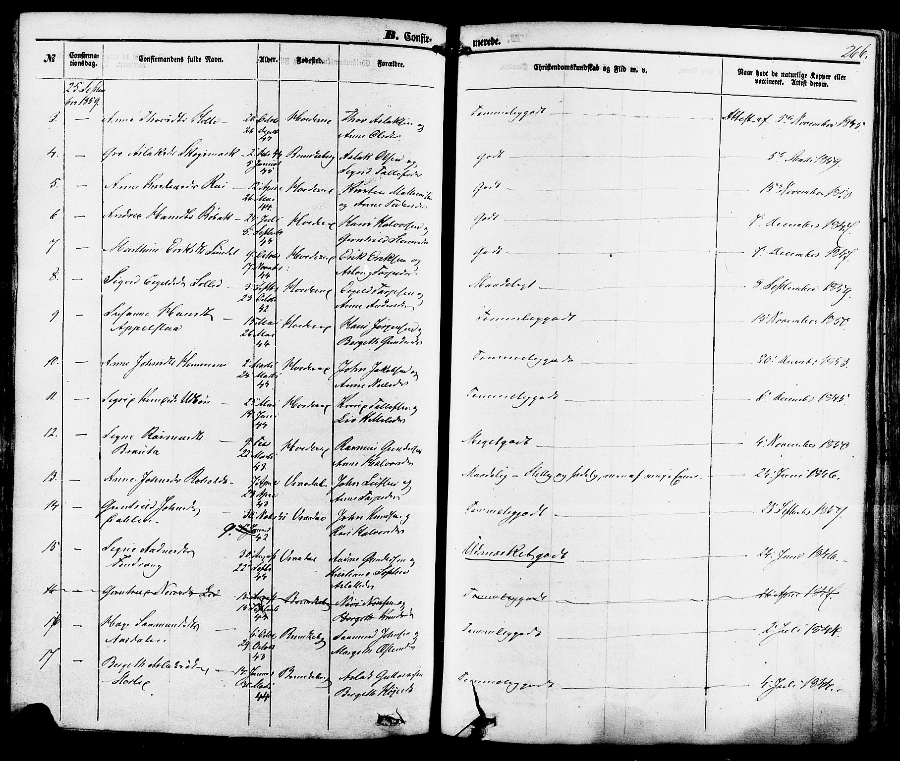 Kviteseid kirkebøker, AV/SAKO-A-276/F/Fa/L0007: Parish register (official) no. I 7, 1859-1881, p. 266