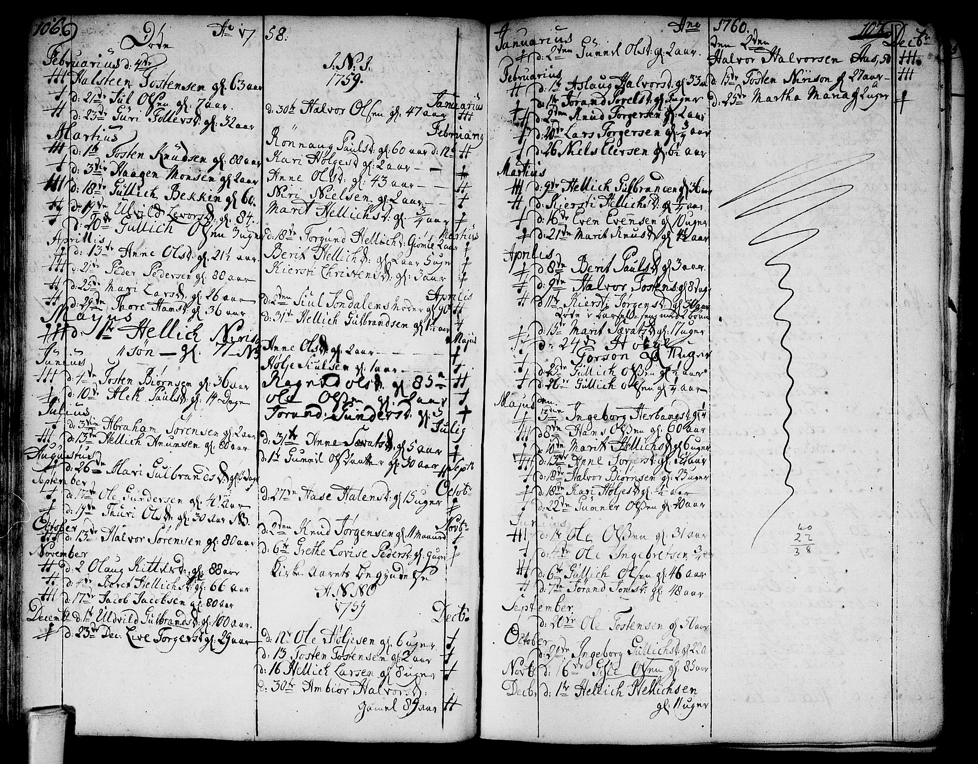 Flesberg kirkebøker, AV/SAKO-A-18/F/Fa/L0003: Parish register (official) no. I 3, 1748-1790, p. 106-107