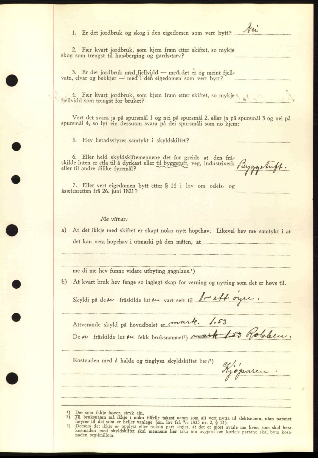 Nordre Sunnmøre sorenskriveri, AV/SAT-A-0006/1/2/2C/2Ca: Mortgage book no. A16, 1943-1943, Diary no: : 1431/1943