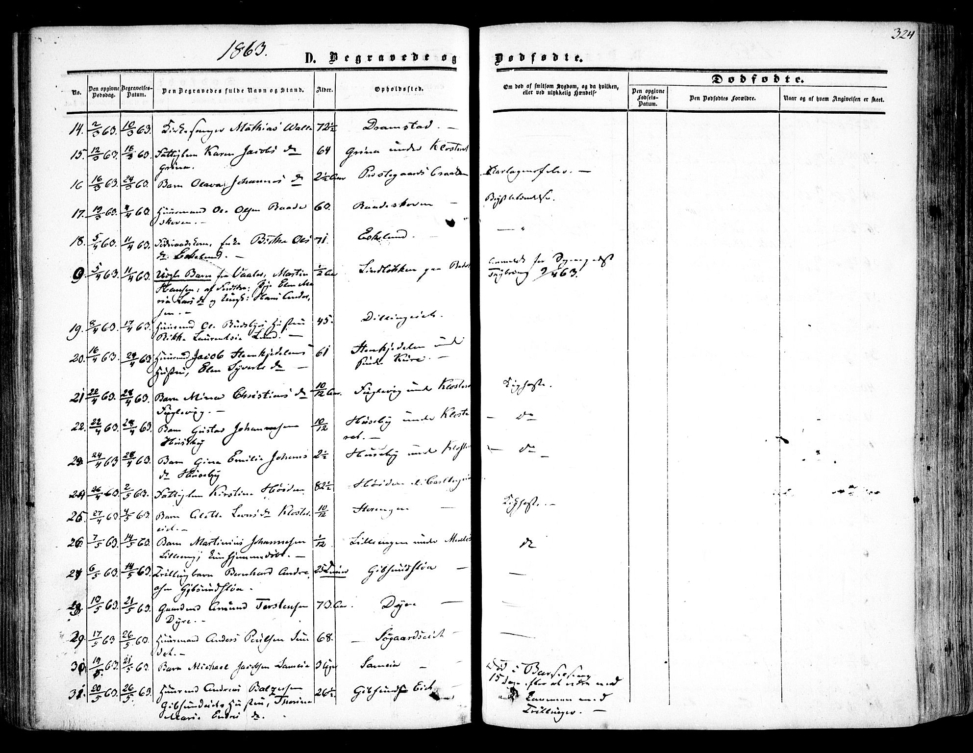 Rygge prestekontor Kirkebøker, AV/SAO-A-10084b/F/Fa/L0005: Parish register (official) no. 5, 1852-1871, p. 324