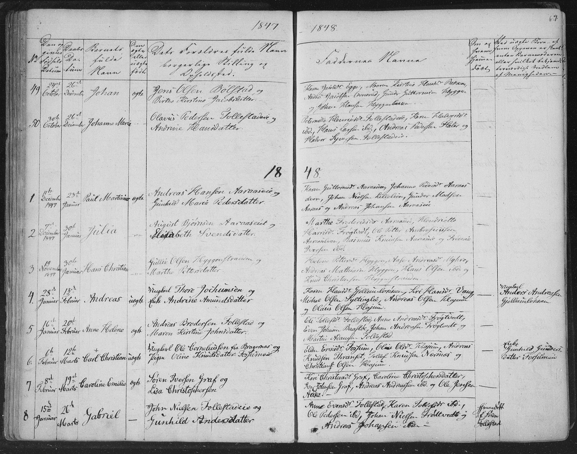 Røyken kirkebøker, SAKO/A-241/F/Fa/L0005: Parish register (official) no. 5, 1833-1856, p. 67