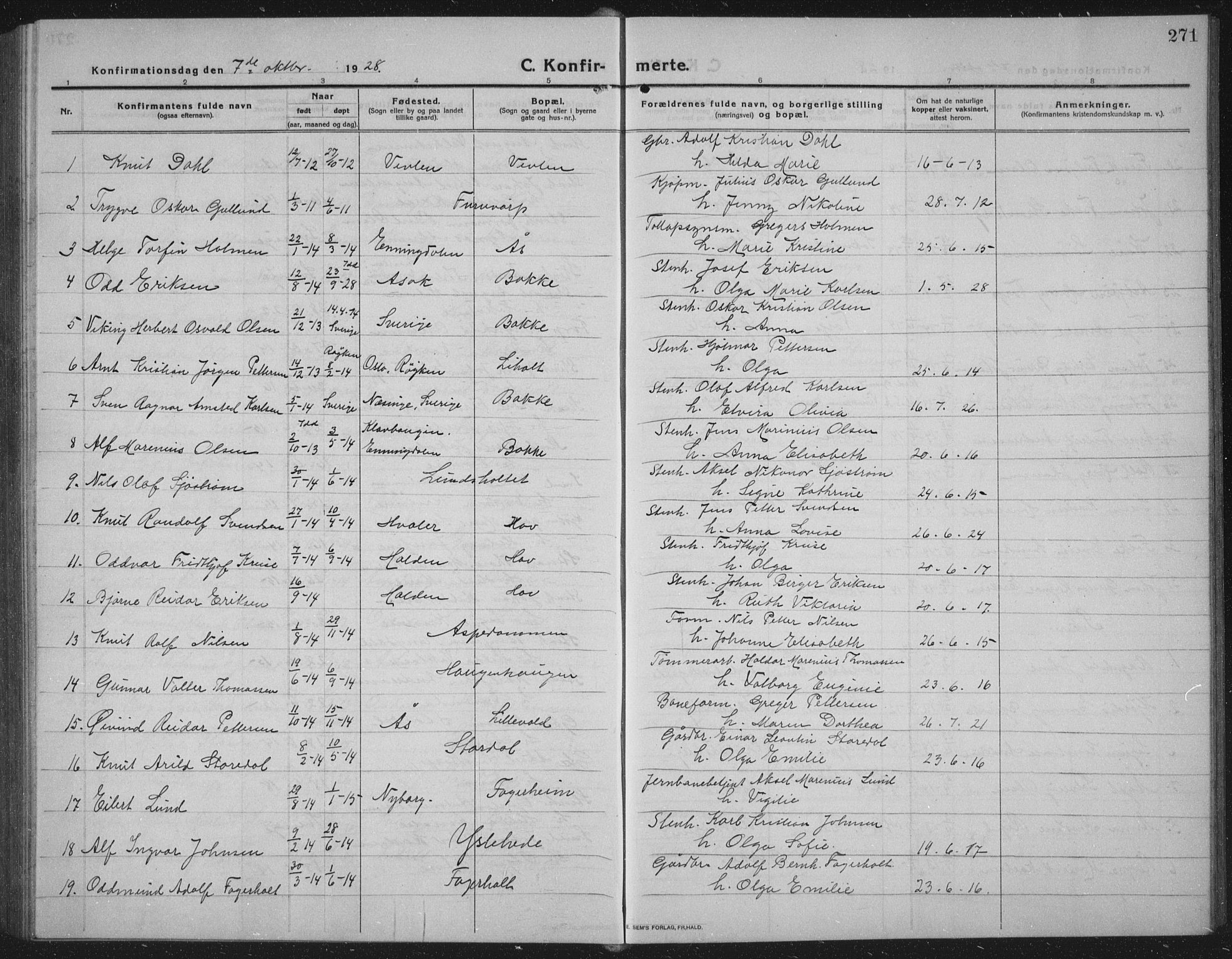 Idd prestekontor Kirkebøker, SAO/A-10911/G/Gb/L0003: Parish register (copy) no. II 3, 1914-1940, p. 271