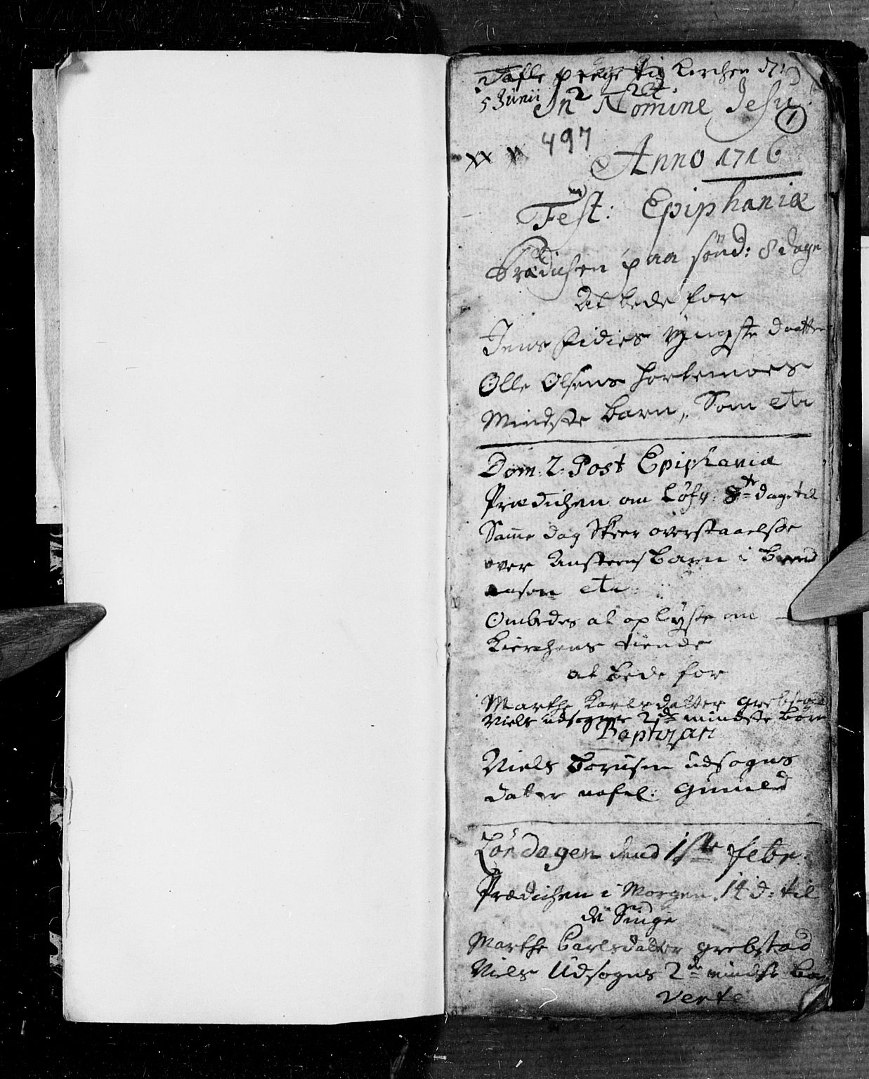 Søgne sokneprestkontor, SAK/1111-0037/F/Fa/Faa/L0001: Parish register (official) no. A 1, 1716-1740, p. 1