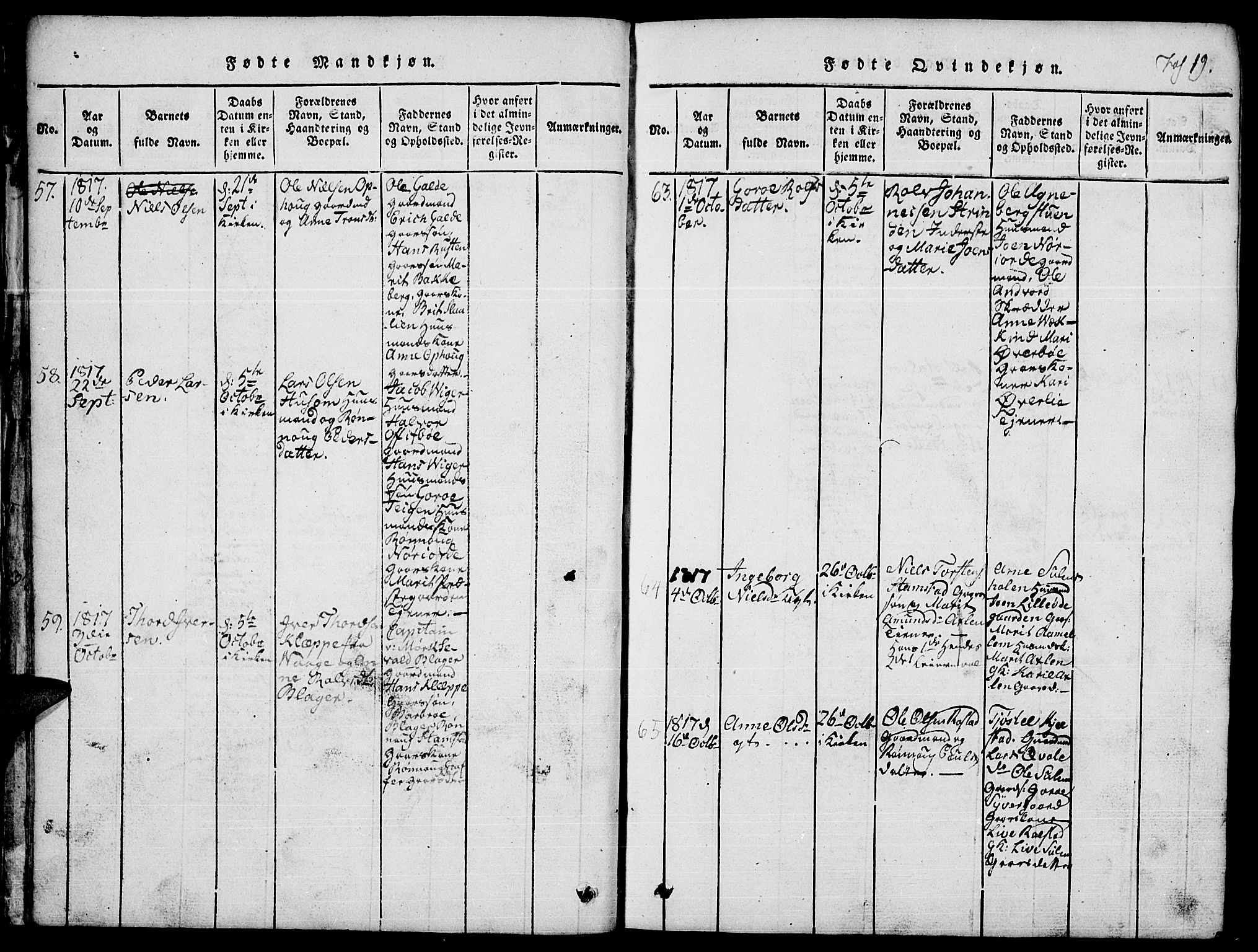 Lom prestekontor, SAH/PREST-070/L/L0001: Parish register (copy) no. 1, 1815-1836, p. 19