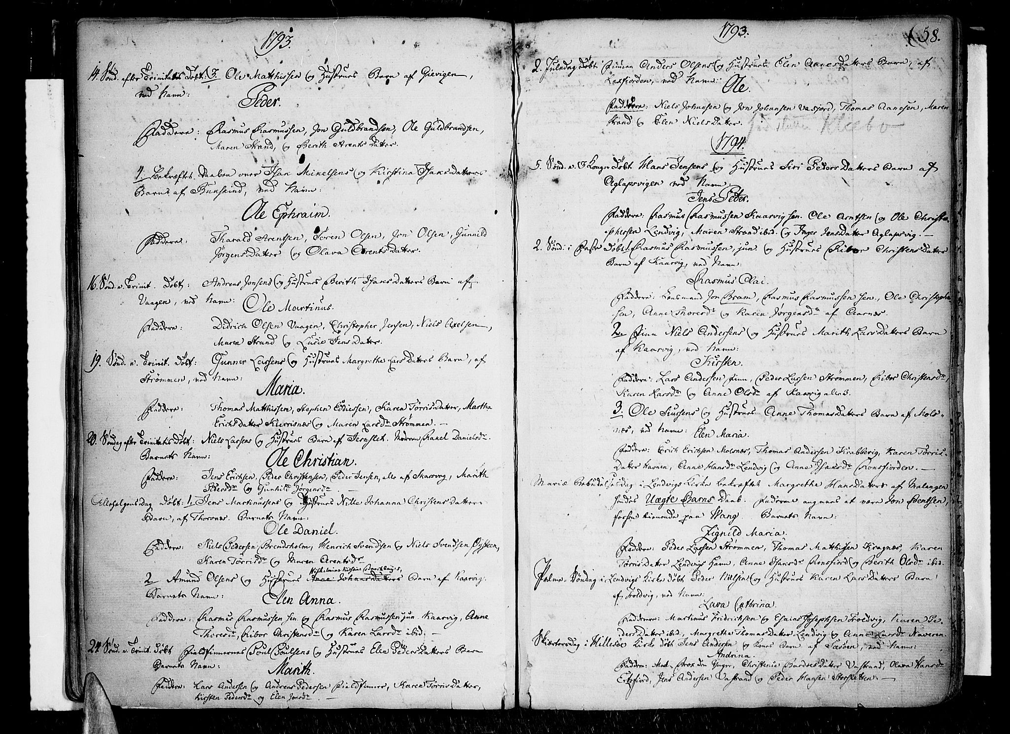 Lenvik sokneprestembete, SATØ/S-1310/H/Ha/Haa/L0002kirke: Parish register (official) no. 2, 1784-1820, p. 58