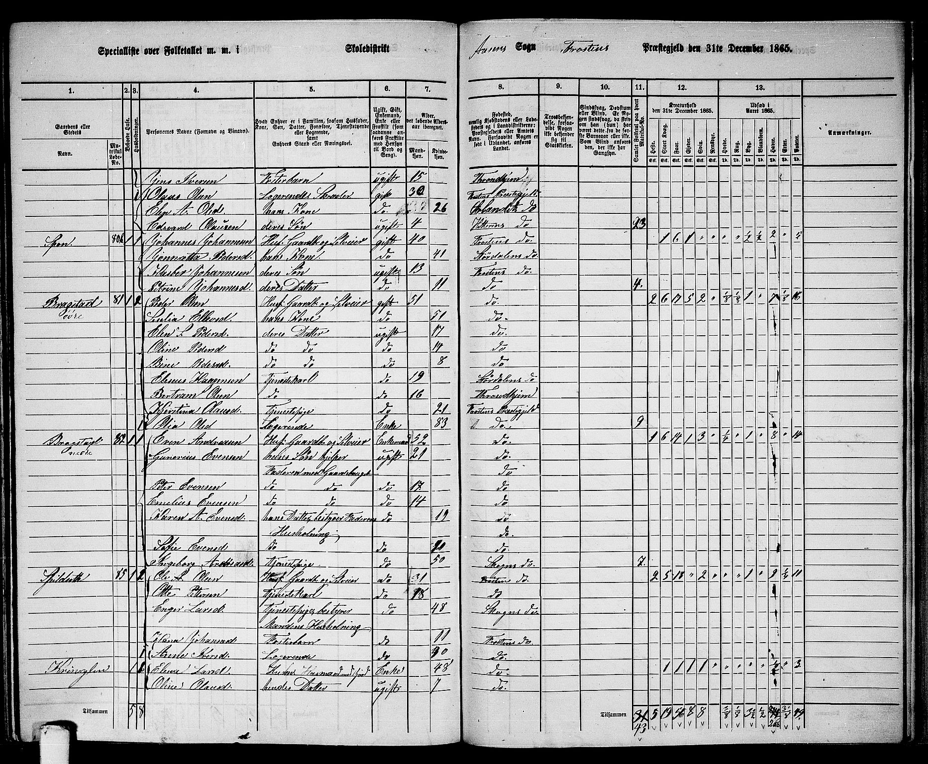 RA, 1865 census for Frosta, 1865, p. 183