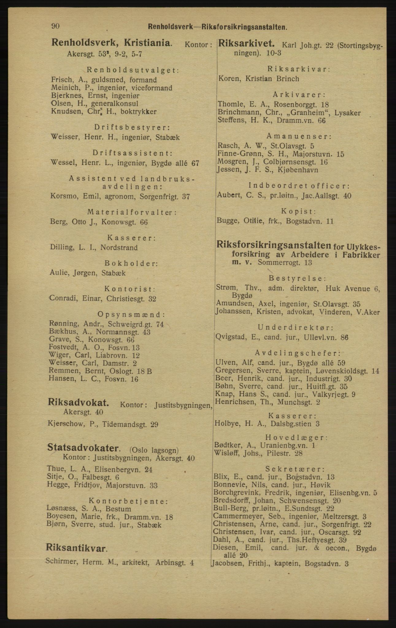 Kristiania/Oslo adressebok, PUBL/-, 1913, p. 92