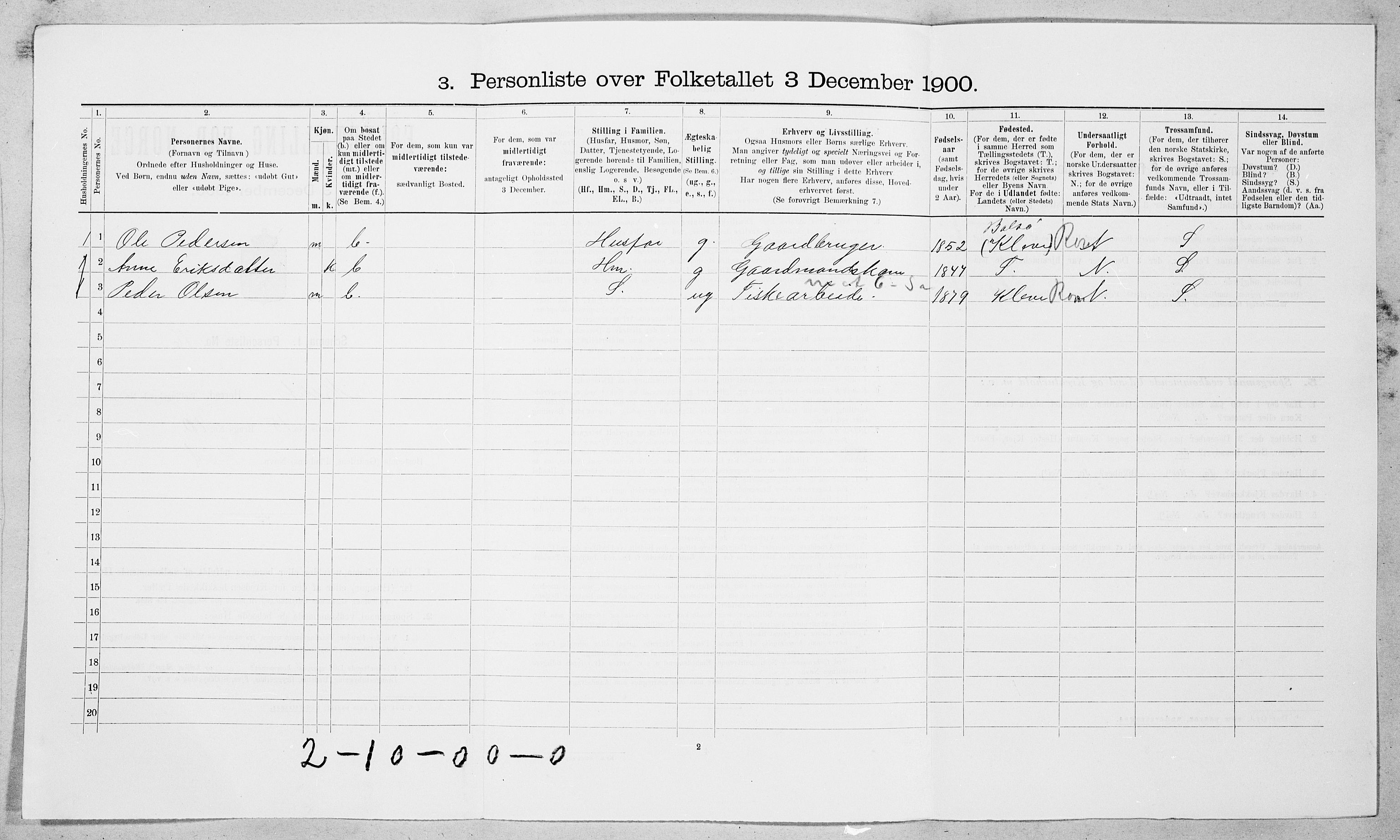 SAT, 1900 census for Nesset, 1900, p. 193