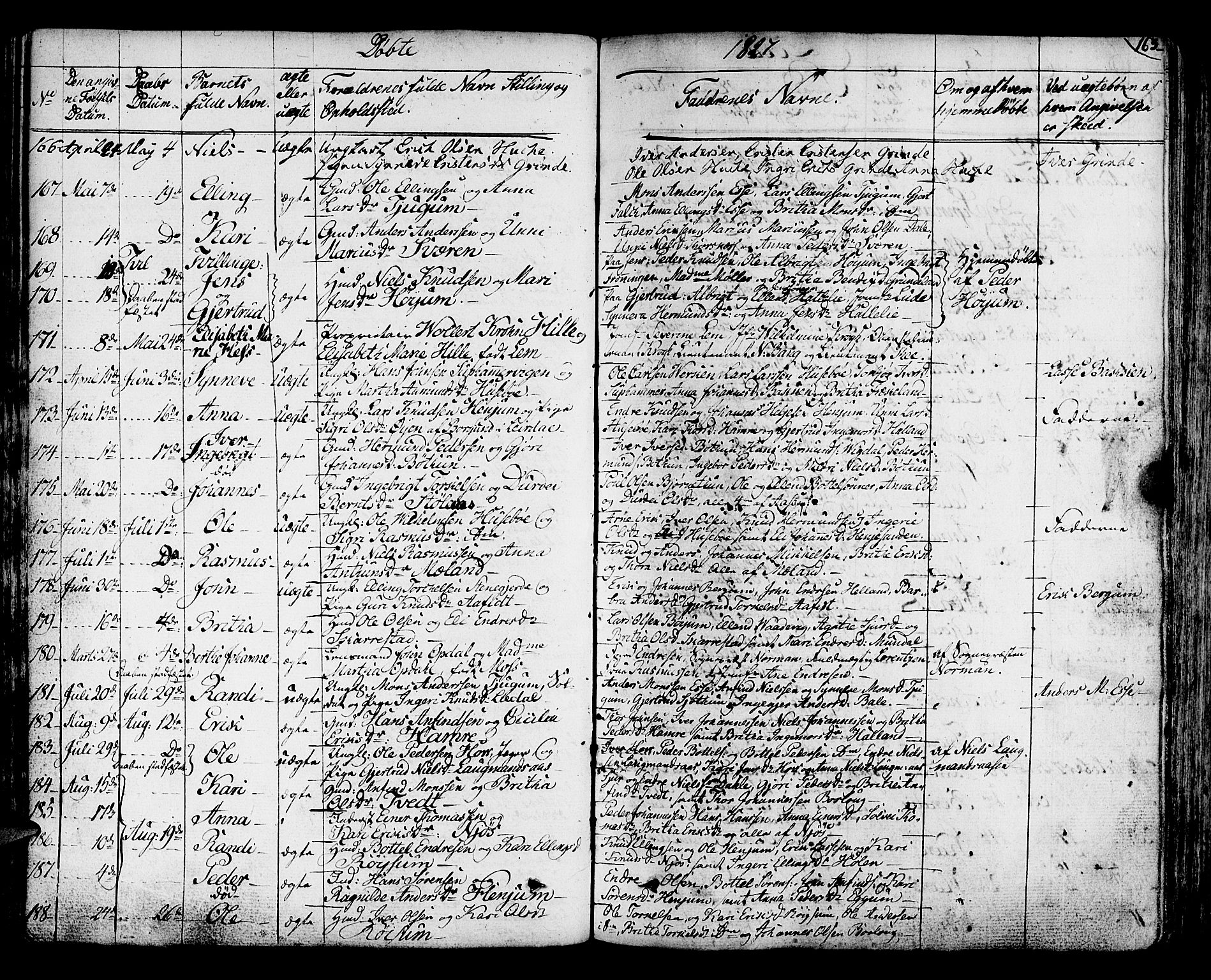 Leikanger sokneprestembete, SAB/A-81001: Parish register (official) no. A 6, 1810-1838, p. 163