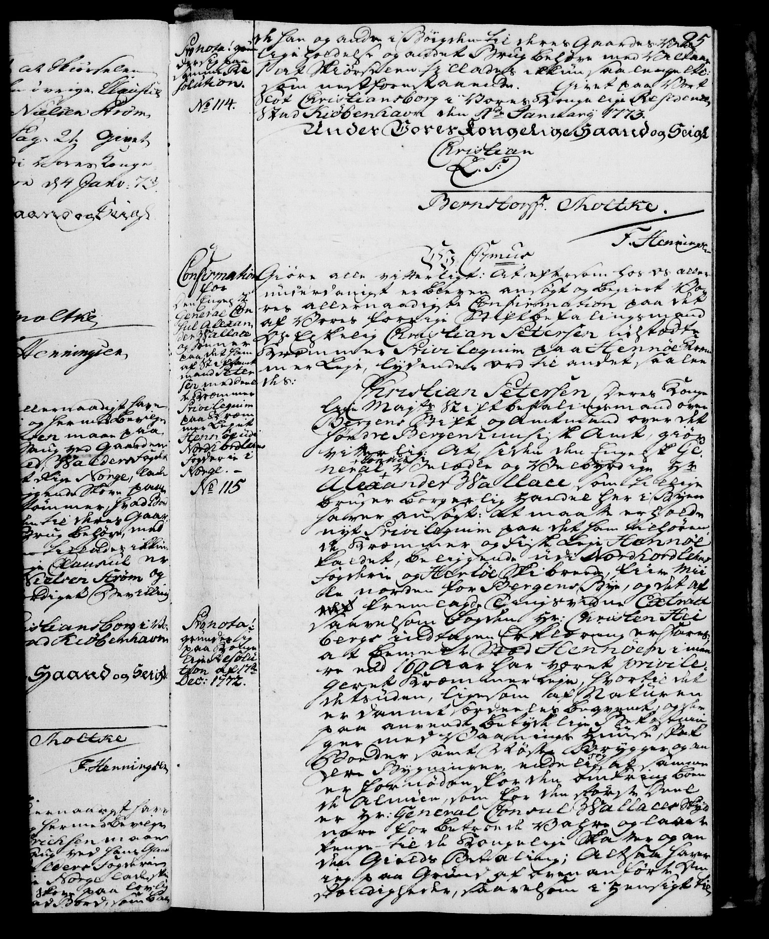 Rentekammeret, Kammerkanselliet, RA/EA-3111/G/Gg/Gga/L0009: Norsk ekspedisjonsprotokoll med register (merket RK 53.9), 1771-1773, p. 95