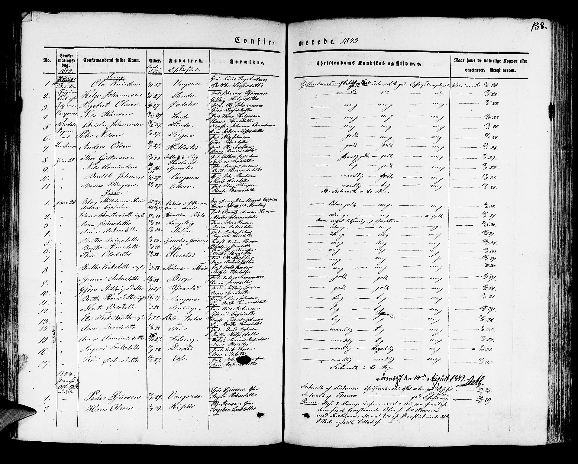 Leikanger sokneprestembete, AV/SAB-A-81001/H/Haa/Haaa/L0007: Parish register (official) no. A 7, 1838-1851, p. 188