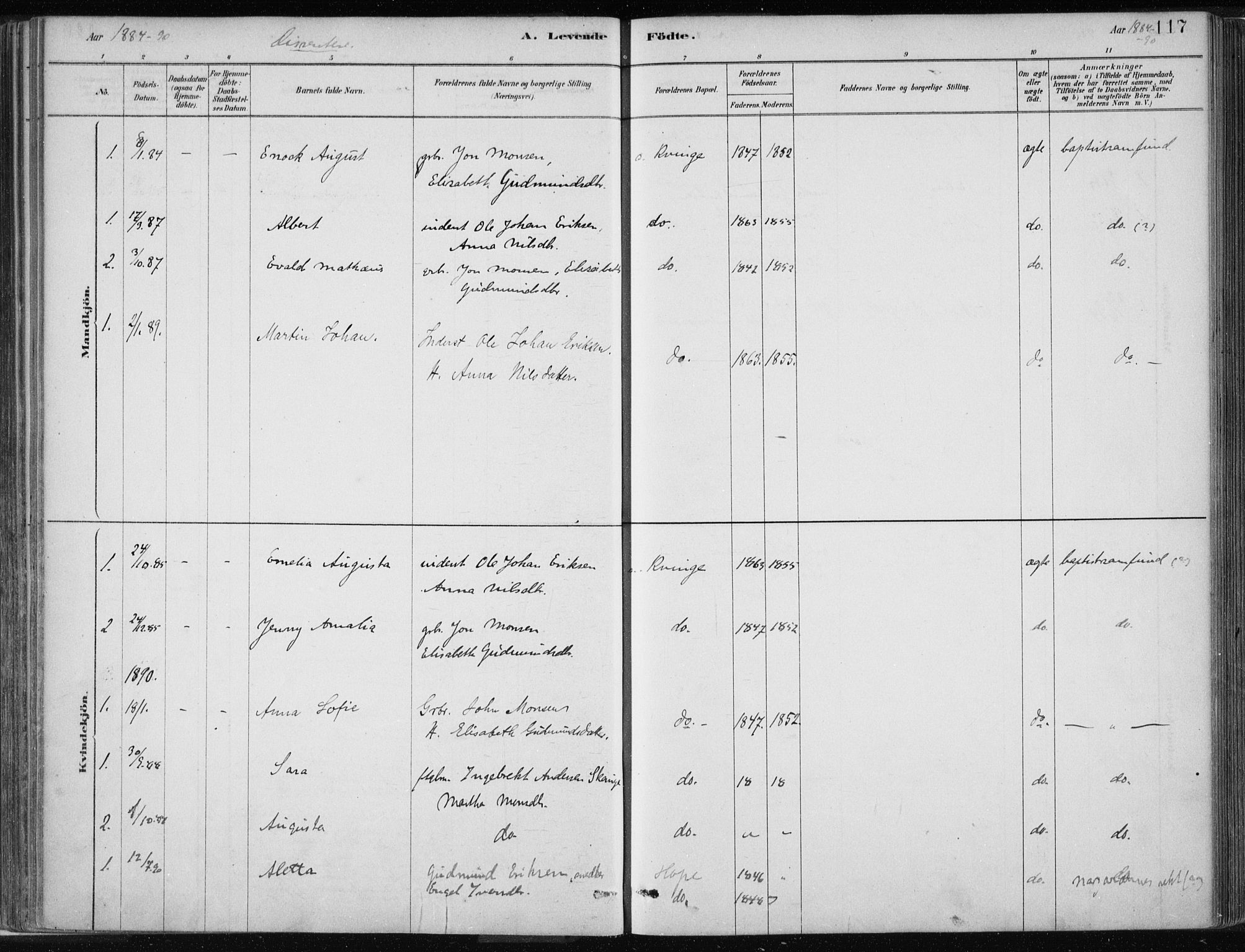 Masfjorden Sokneprestembete, SAB/A-77001: Parish register (official) no. B  1, 1876-1899, p. 117