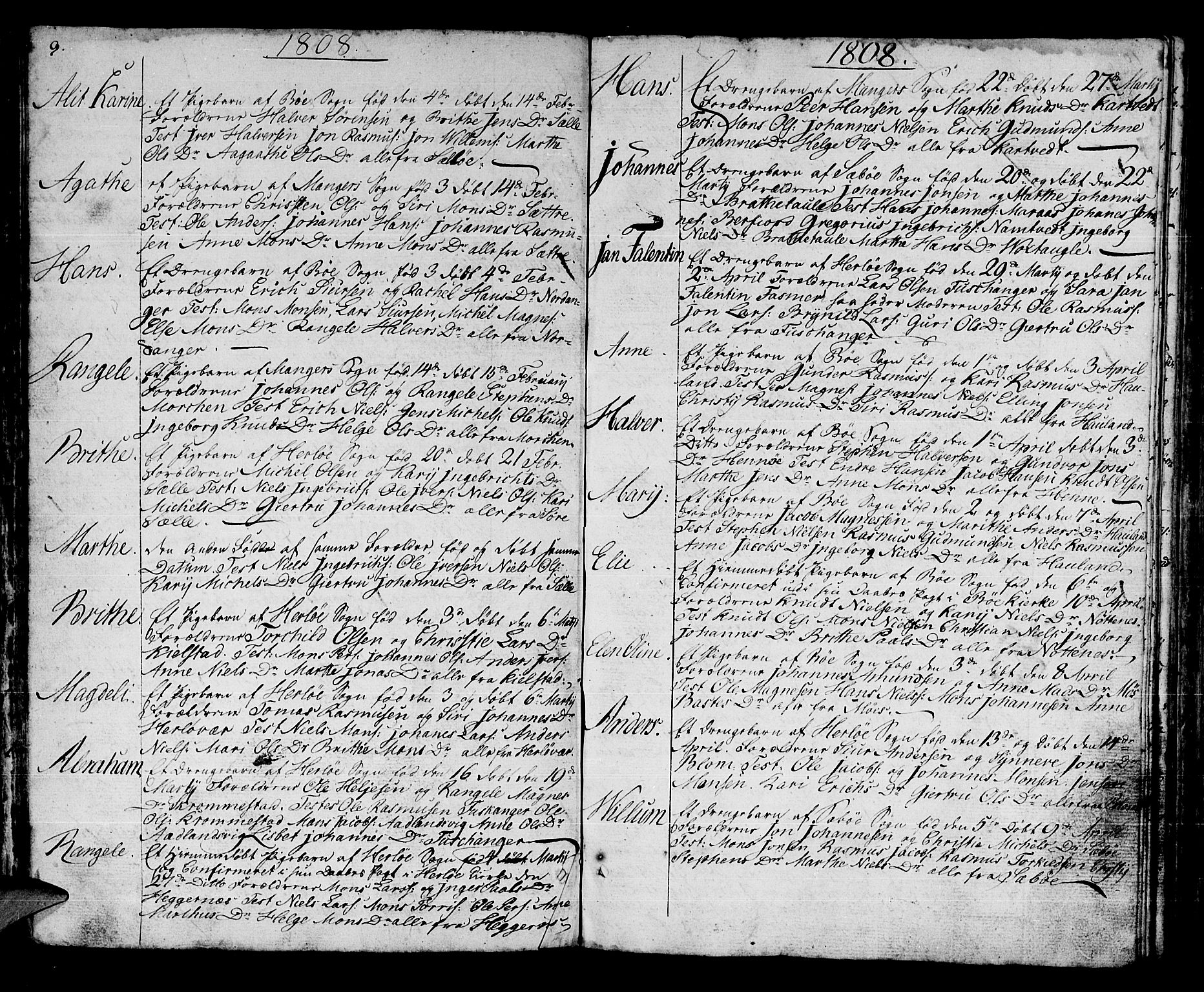 Manger sokneprestembete, SAB/A-76801/H/Haa: Parish register (official) no. A 2, 1792-1815, p. 105