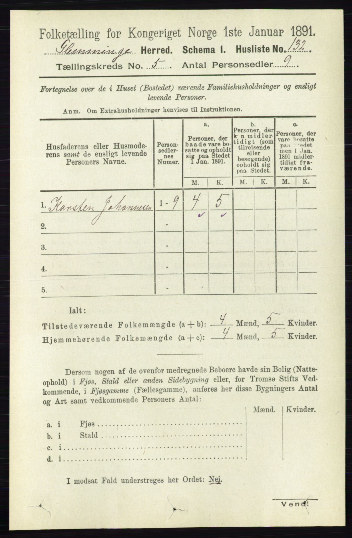 RA, 1891 census for 0132 Glemmen, 1891, p. 6029