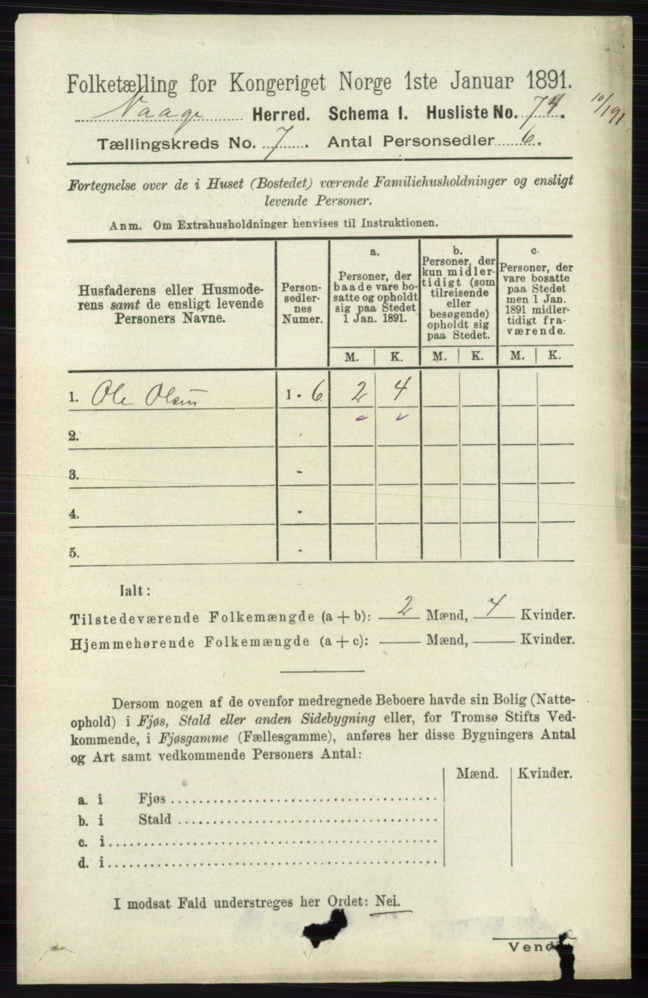 RA, 1891 census for 0515 Vågå, 1891, p. 4323