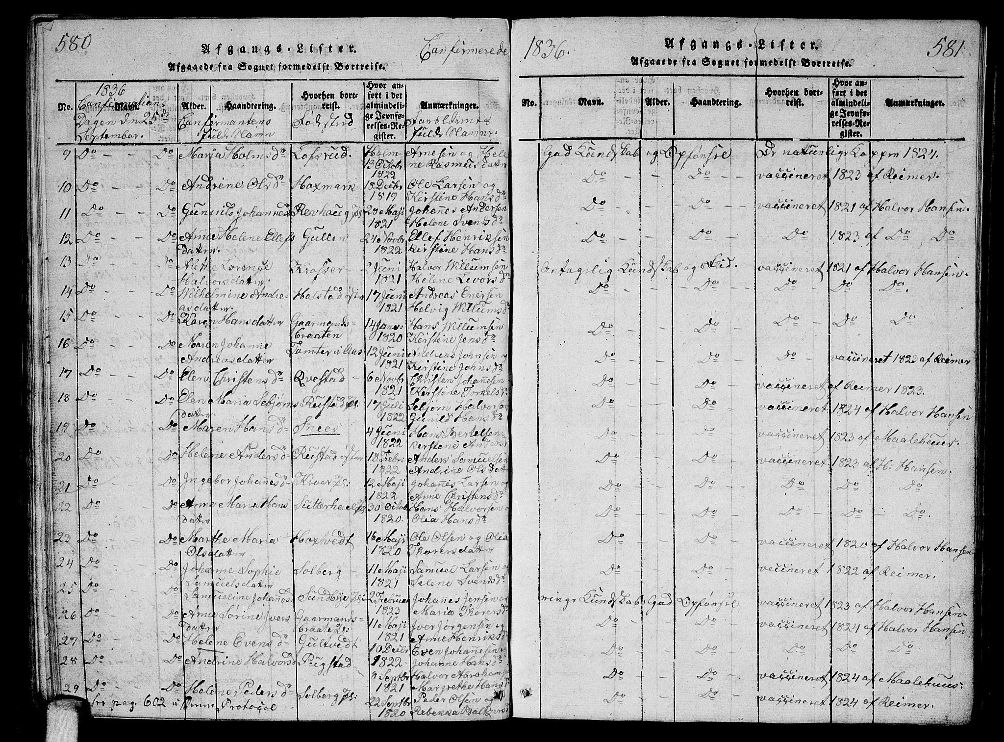 Ås prestekontor Kirkebøker, SAO/A-10894/G/Ga/L0002: Parish register (copy) no. I 2, 1820-1836, p. 580-581