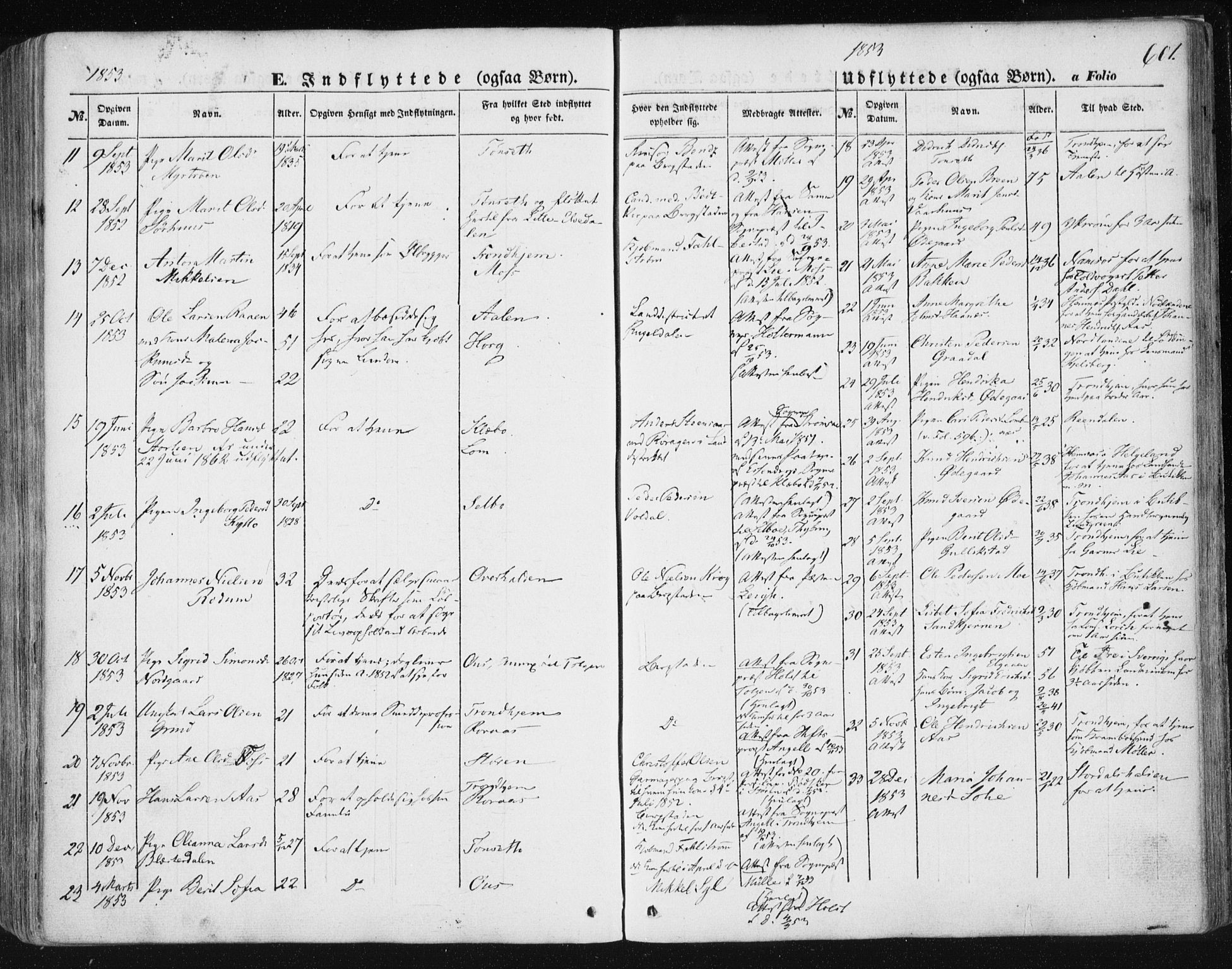 Ministerialprotokoller, klokkerbøker og fødselsregistre - Sør-Trøndelag, SAT/A-1456/681/L0931: Parish register (official) no. 681A09, 1845-1859, p. 601