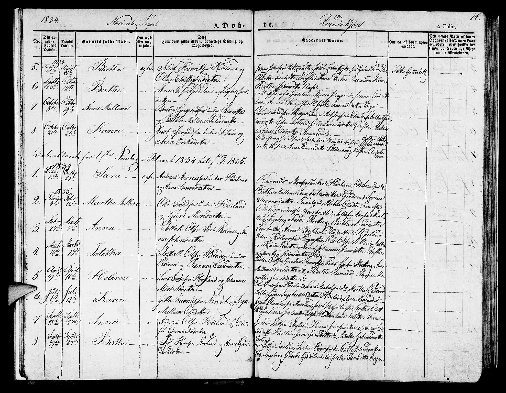 Hå sokneprestkontor, SAST/A-101801/001/30BA/L0004: Parish register (official) no. A 4.1 /1, 1826-1841, p. 14