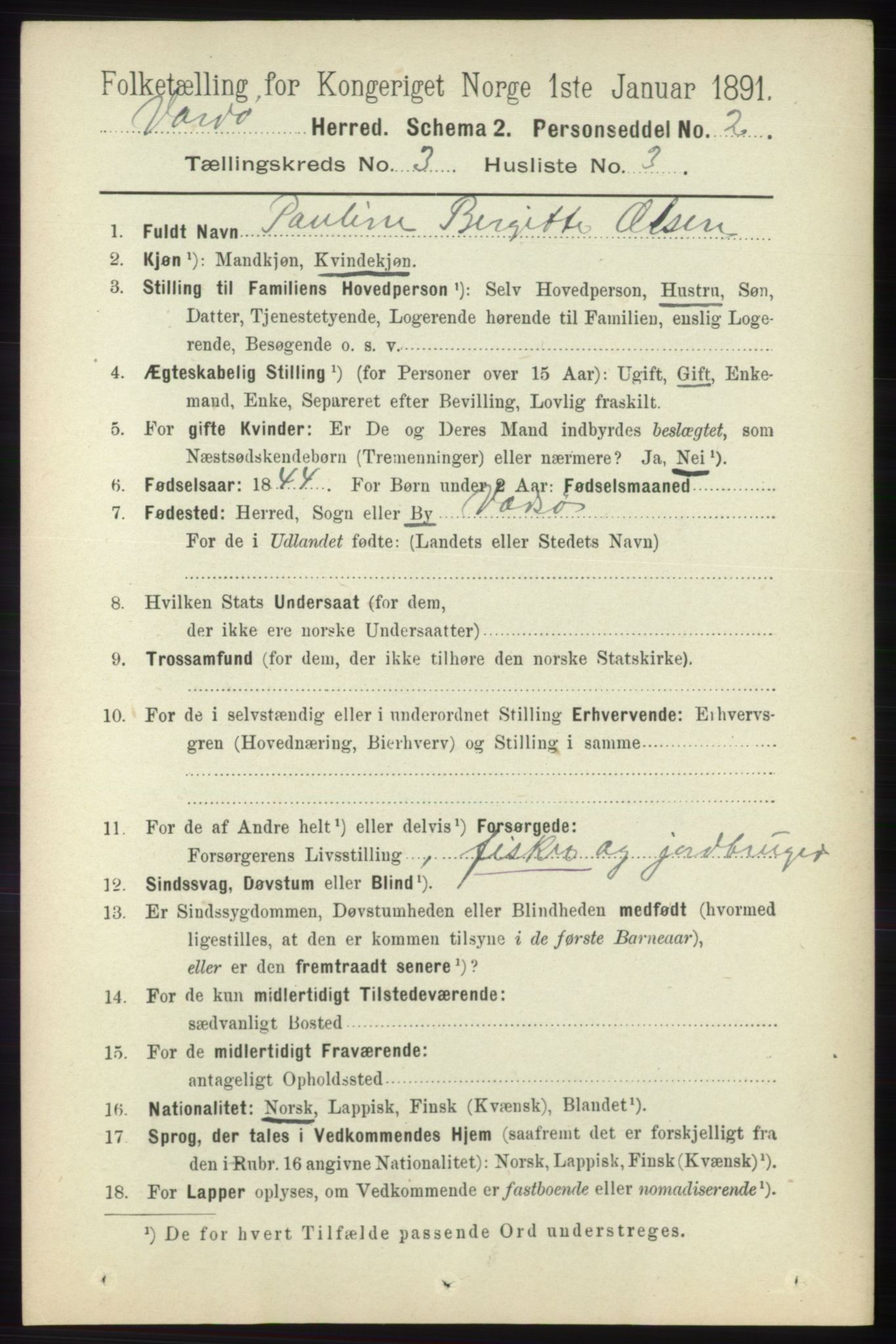 RA, 1891 census for 2028 Vardø, 1891, p. 828