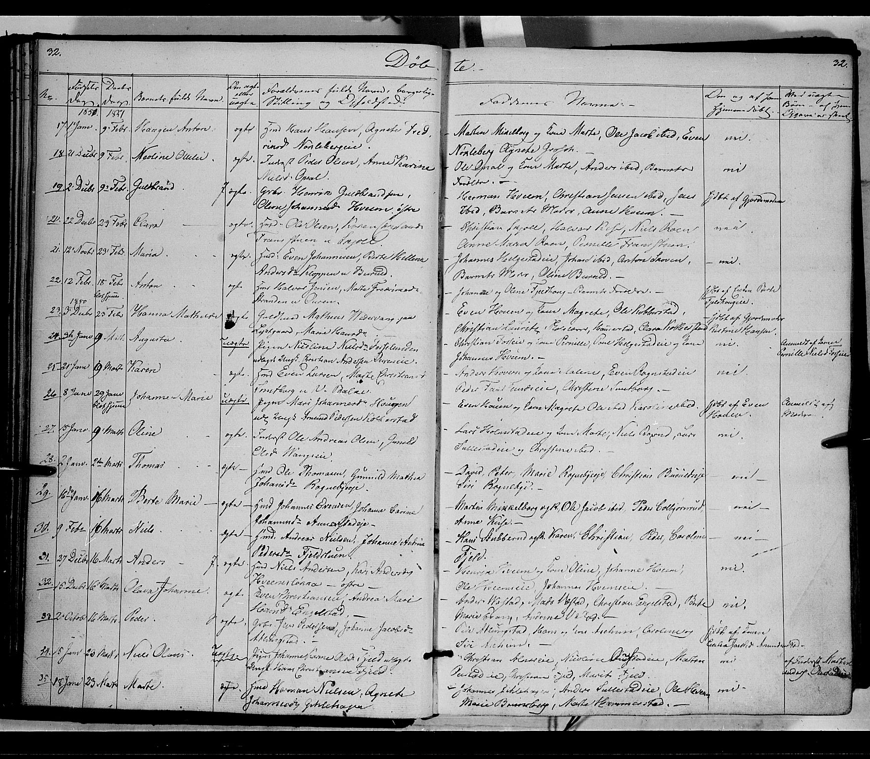 Østre Toten prestekontor, SAH/PREST-104/H/Ha/Haa/L0003: Parish register (official) no. 3, 1848-1856, p. 32