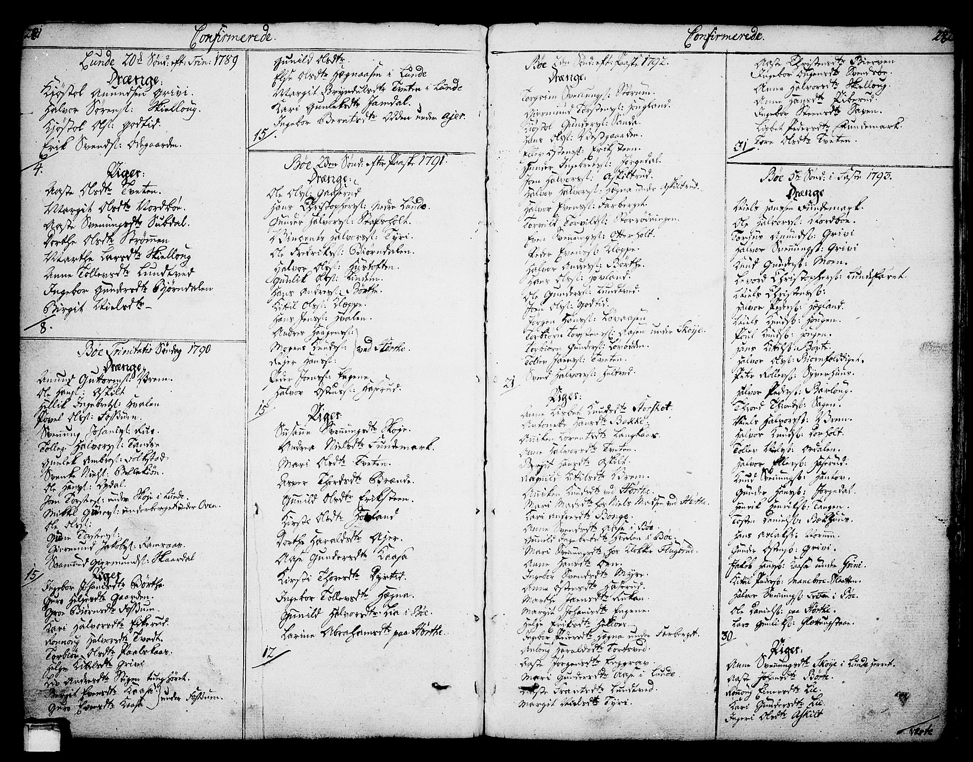 Bø kirkebøker, SAKO/A-257/F/Fa/L0005: Parish register (official) no. 5, 1785-1815, p. 281-282