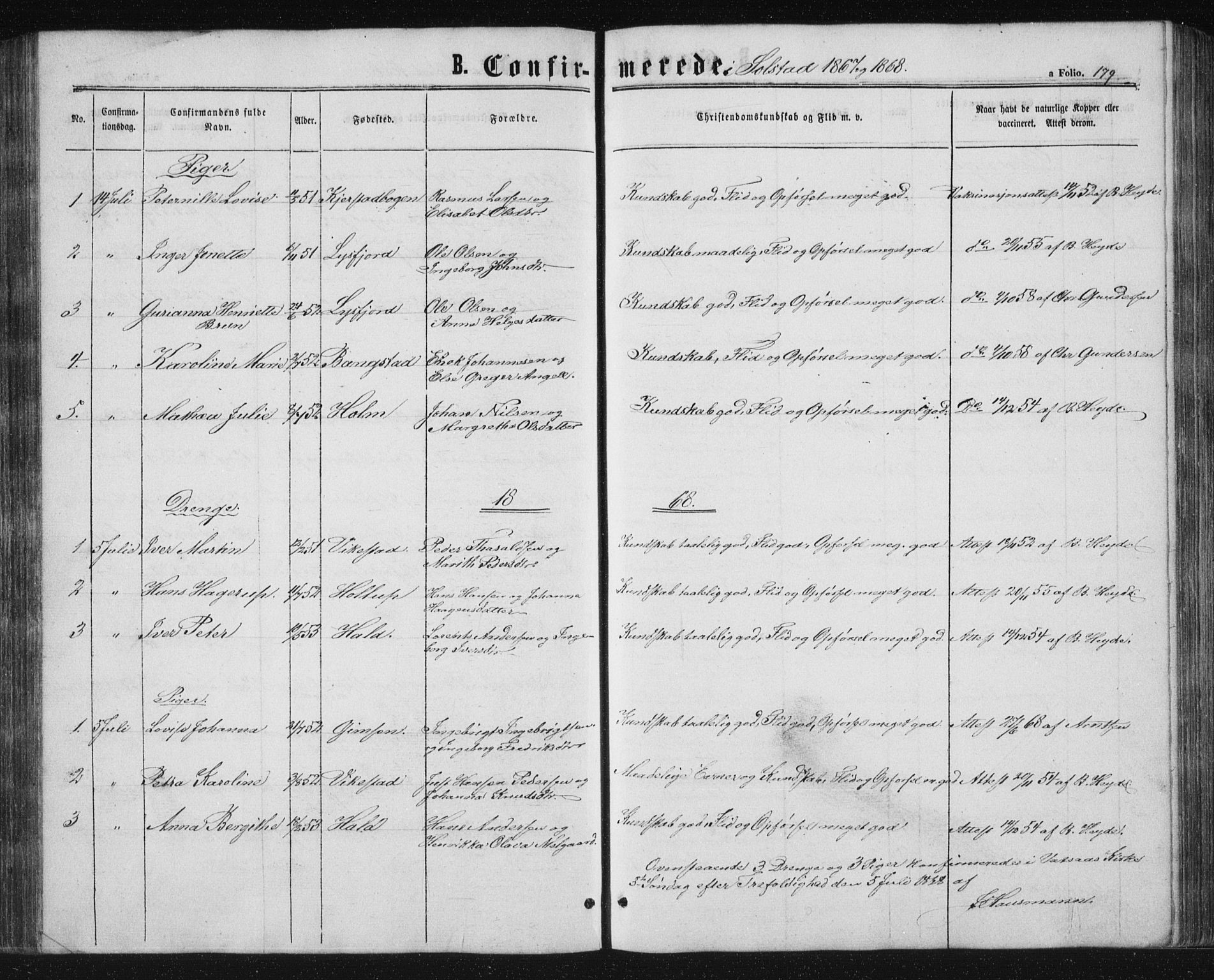 Ministerialprotokoller, klokkerbøker og fødselsregistre - Nordland, SAT/A-1459/810/L0159: Parish register (copy) no. 810C02 /2, 1863-1883, p. 179