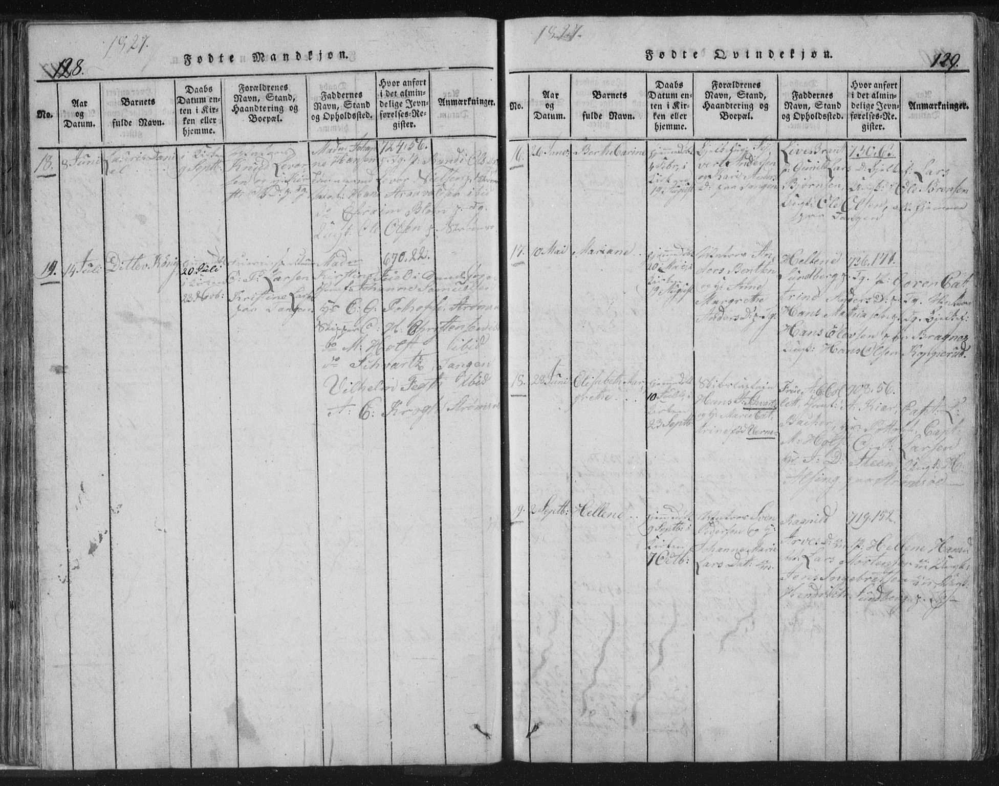 Strømsø kirkebøker, AV/SAKO-A-246/F/Fb/L0004: Parish register (official) no. II 4, 1814-1843, p. 128-129