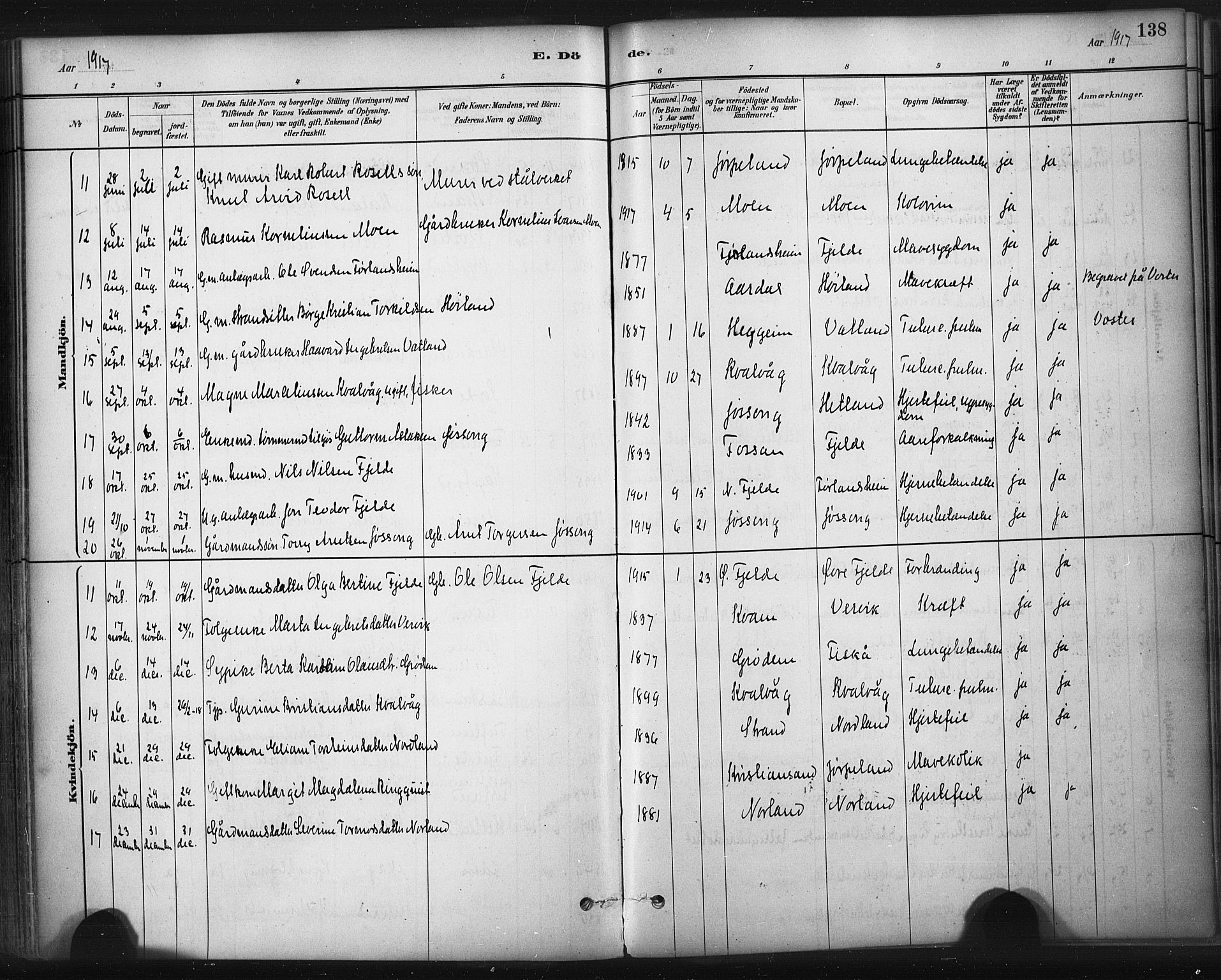 Strand sokneprestkontor, AV/SAST-A-101828/H/Ha/Haa/L0010: Parish register (official) no. A 10, 1882-1929, p. 138