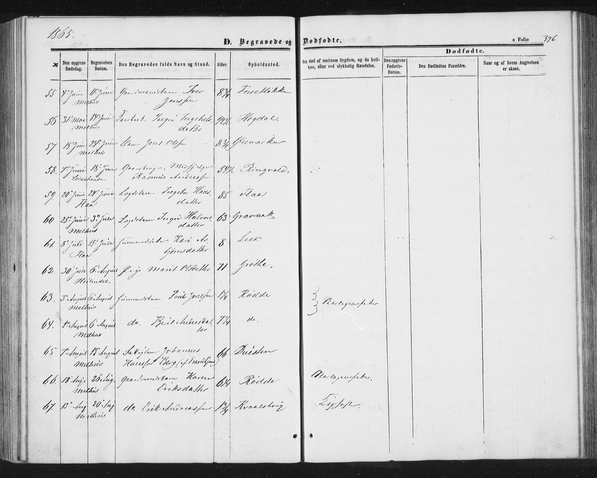 Ministerialprotokoller, klokkerbøker og fødselsregistre - Sør-Trøndelag, SAT/A-1456/691/L1077: Parish register (official) no. 691A09, 1862-1873, p. 376