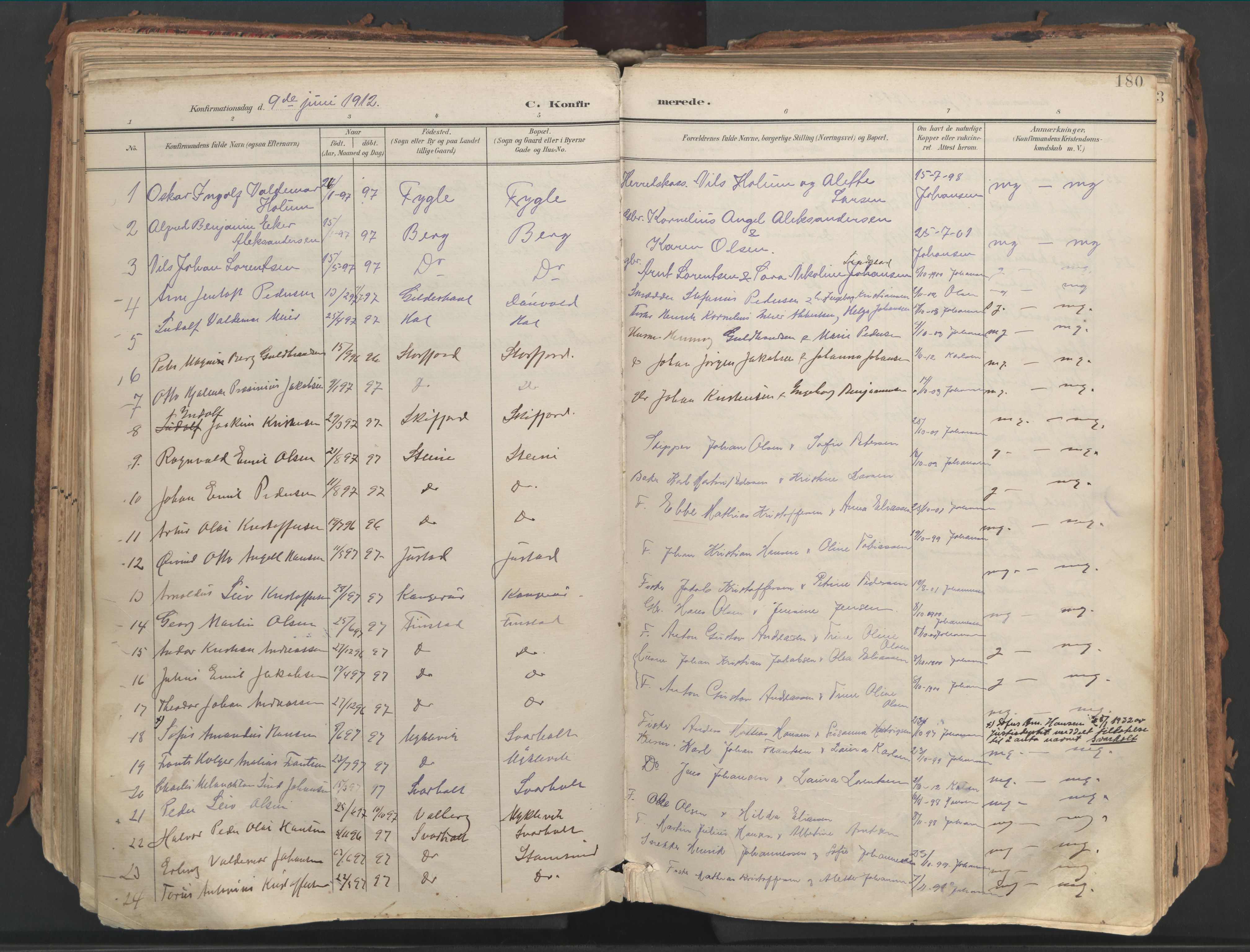 Ministerialprotokoller, klokkerbøker og fødselsregistre - Nordland, SAT/A-1459/882/L1180: Parish register (official) no. 882A02, 1897-1913, p. 180