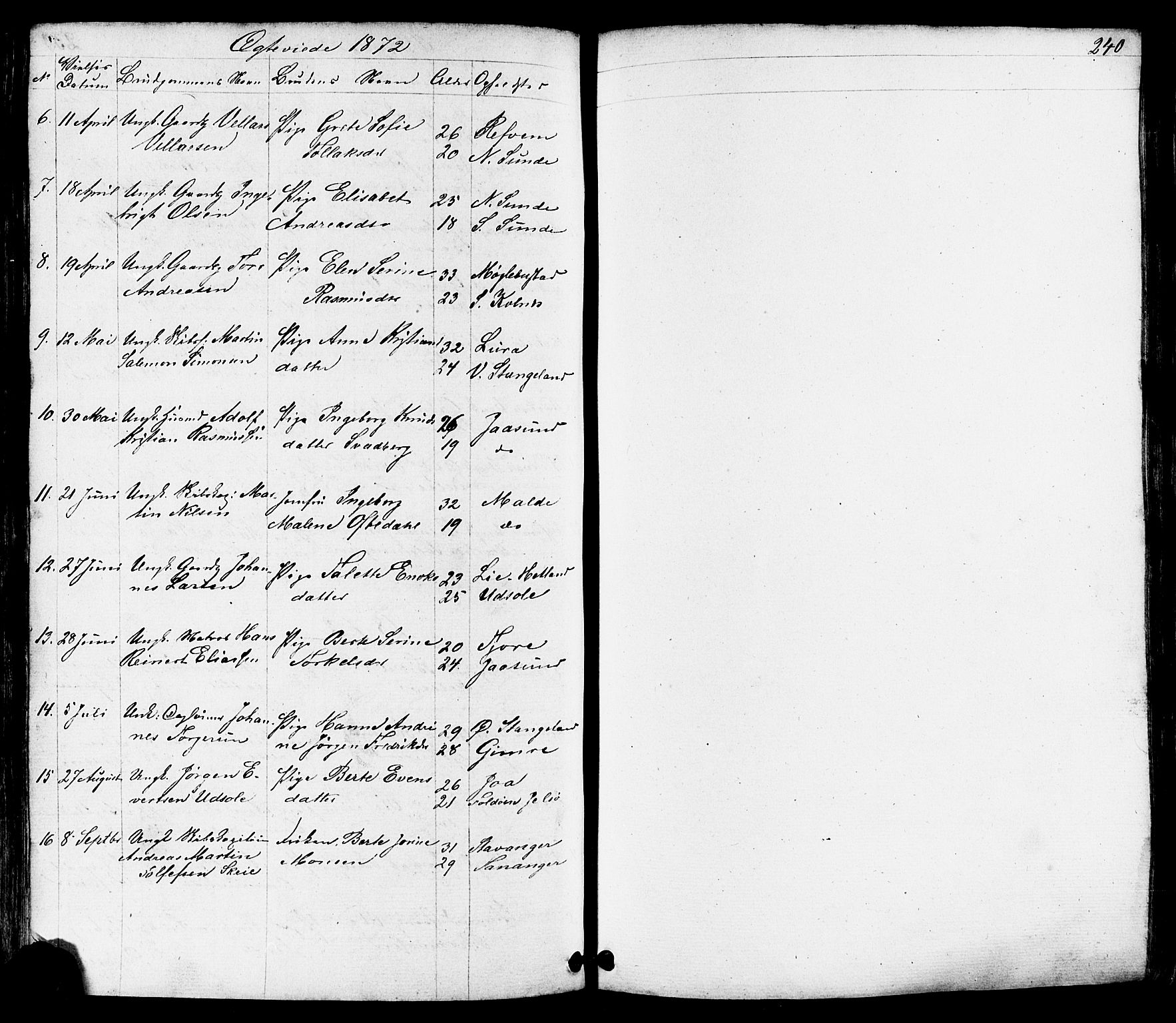 Håland sokneprestkontor, SAST/A-101802/001/30BB/L0002: Parish register (copy) no. B 2, 1845-1872, p. 240
