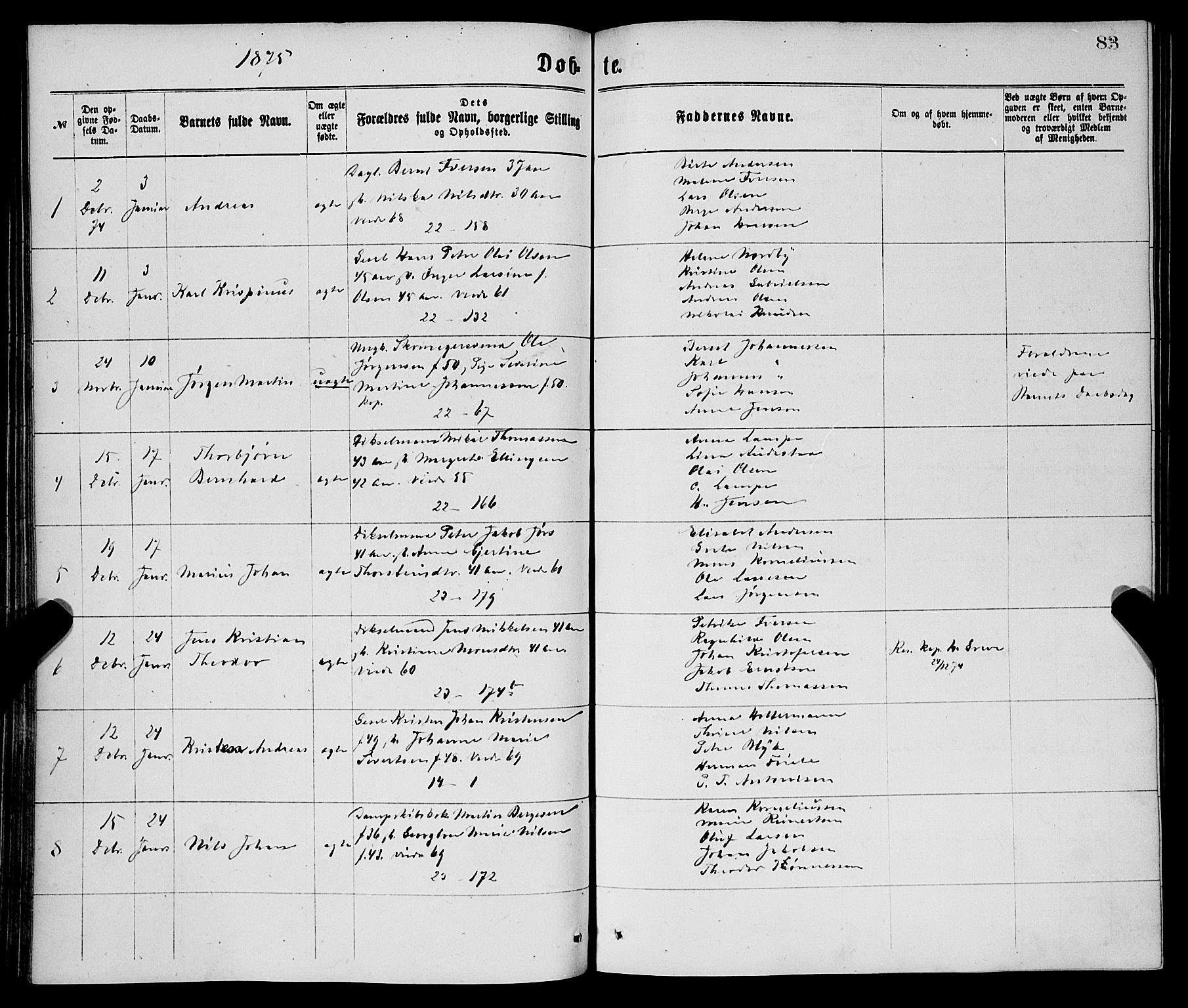 Korskirken sokneprestembete, SAB/A-76101/H/Haa/L0020: Parish register (official) no. B 6, 1871-1878, p. 83