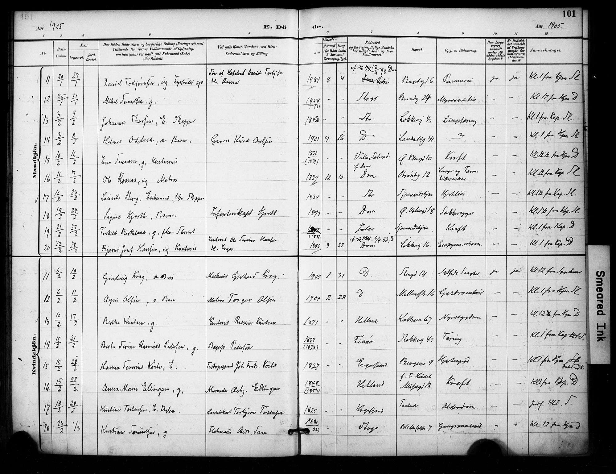 Domkirken sokneprestkontor, AV/SAST-A-101812/001/30/30BA/L0032: Parish register (official) no. A 31, 1896-1917, p. 101