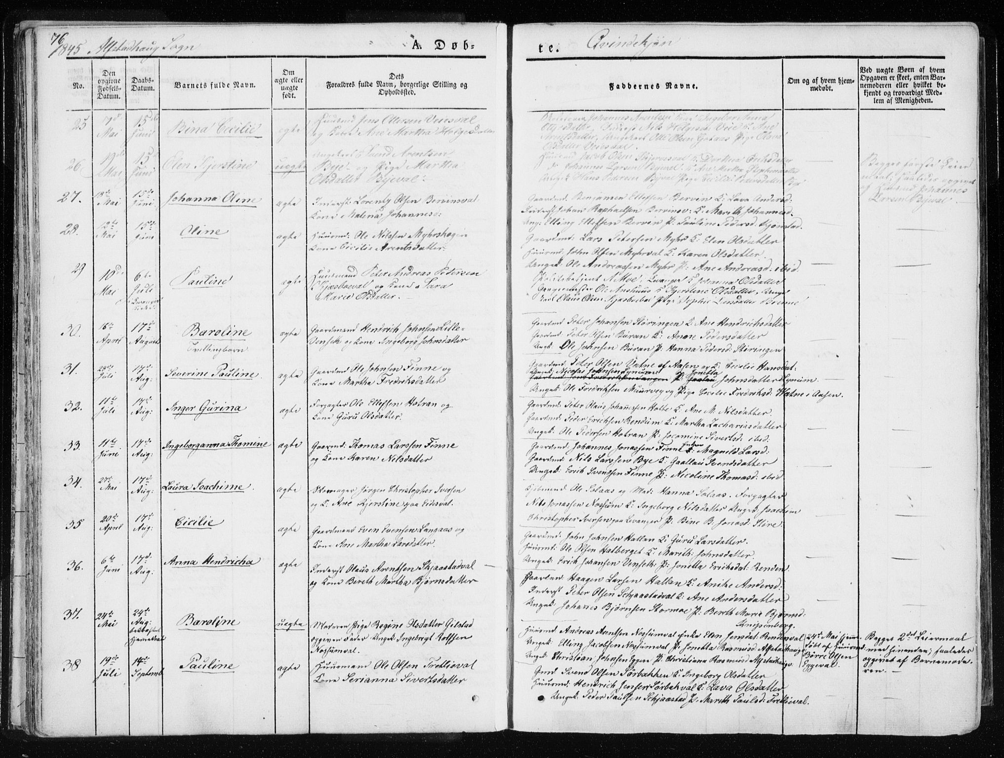 Ministerialprotokoller, klokkerbøker og fødselsregistre - Nord-Trøndelag, SAT/A-1458/717/L0154: Parish register (official) no. 717A06 /1, 1836-1849, p. 76