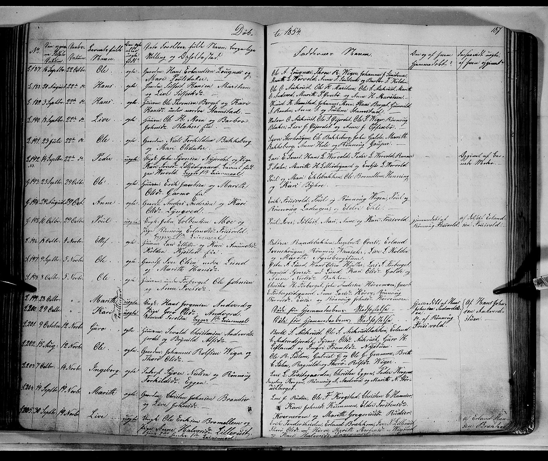 Lom prestekontor, AV/SAH-PREST-070/K/L0006: Parish register (official) no. 6A, 1837-1863, p. 187