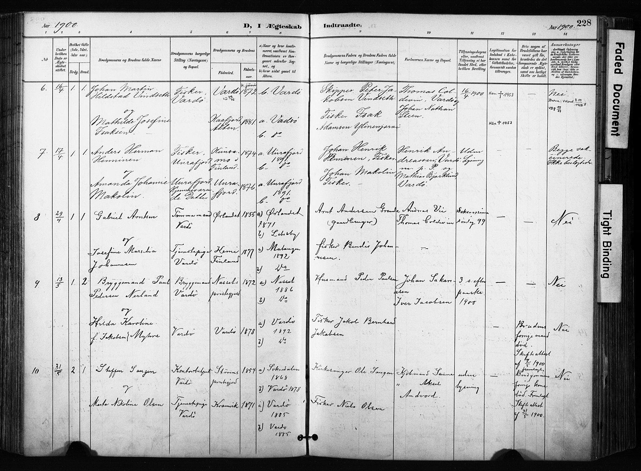 Vardø sokneprestkontor, AV/SATØ-S-1332/H/Ha/L0010kirke: Parish register (official) no. 10, 1895-1907, p. 228