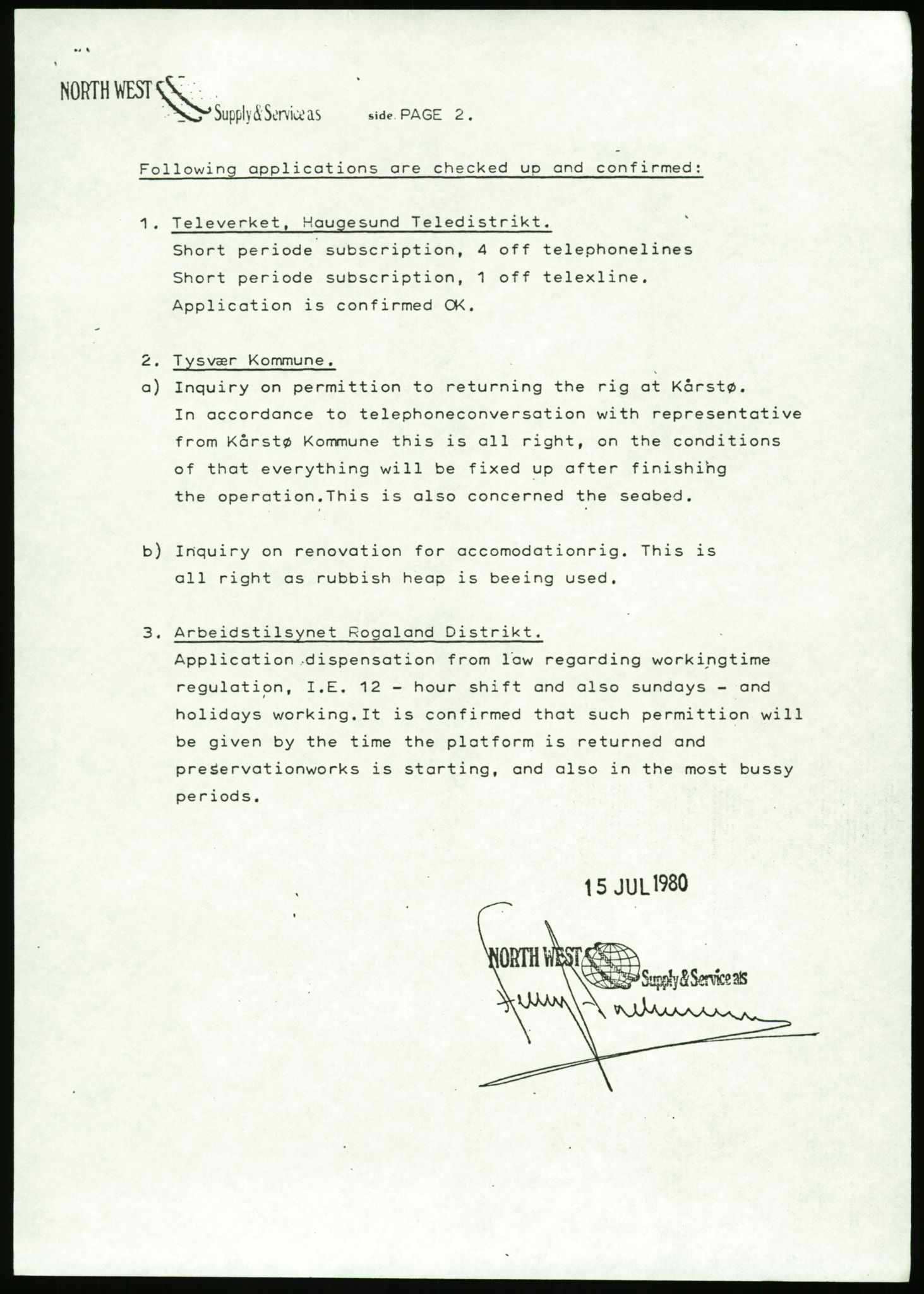 Pa 1503 - Stavanger Drilling AS, AV/SAST-A-101906/Da/L0013: Alexander L. Kielland - Saks- og korrespondansearkiv, 1980, p. 58