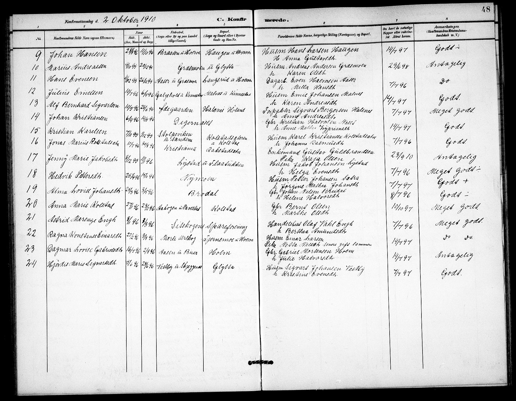 Høland prestekontor Kirkebøker, AV/SAO-A-10346a/G/Gc/L0001: Parish register (copy) no. III 1, 1902-1911, p. 48