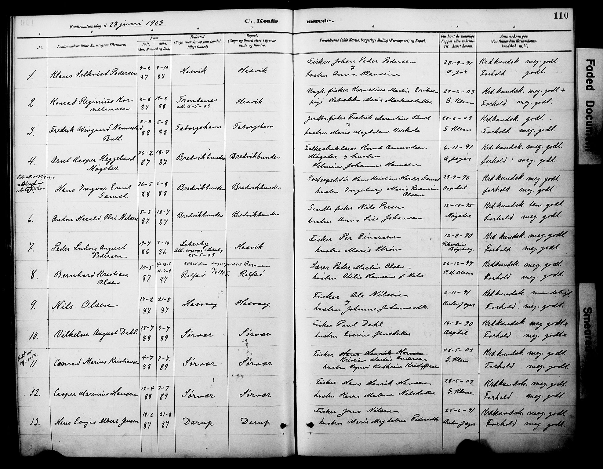 Loppa sokneprestkontor, SATØ/S-1339/H/Ha/L0008kirke: Parish register (official) no. 8, 1889-1907, p. 110